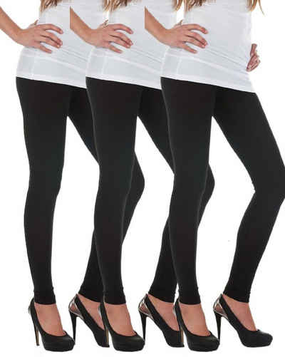 ONLY Leggings in Unifarben, elastischer Bund, 3er Pack