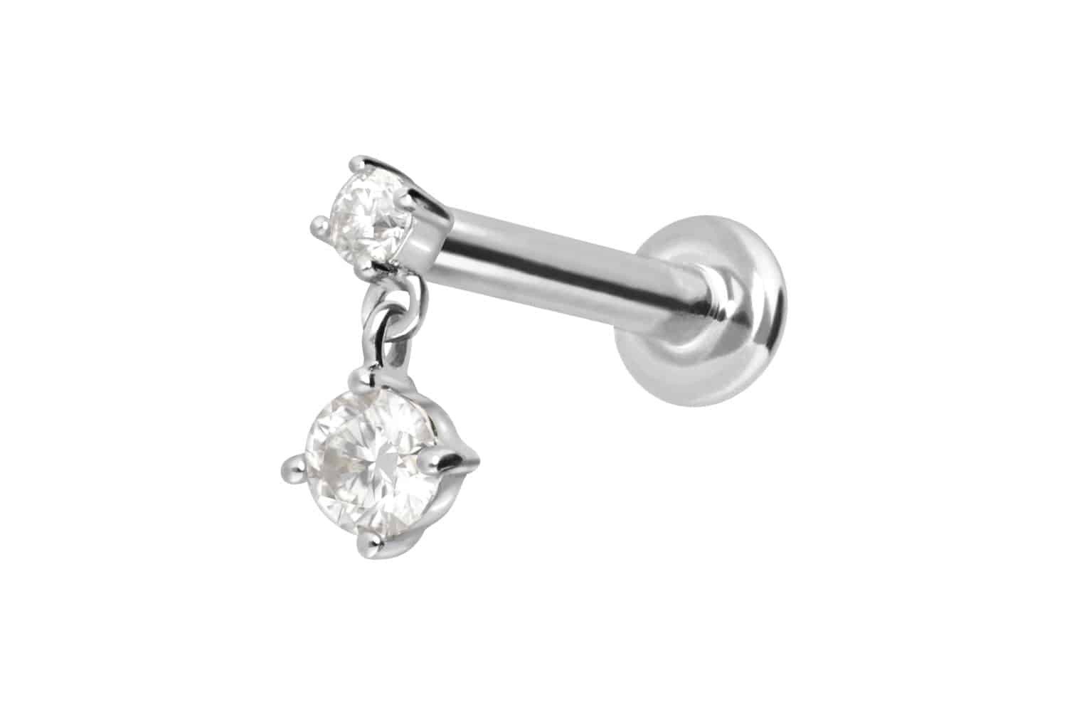 Piercing-Set 14 Karat Gold Labret mit Push Fit 2 MOISSANITE