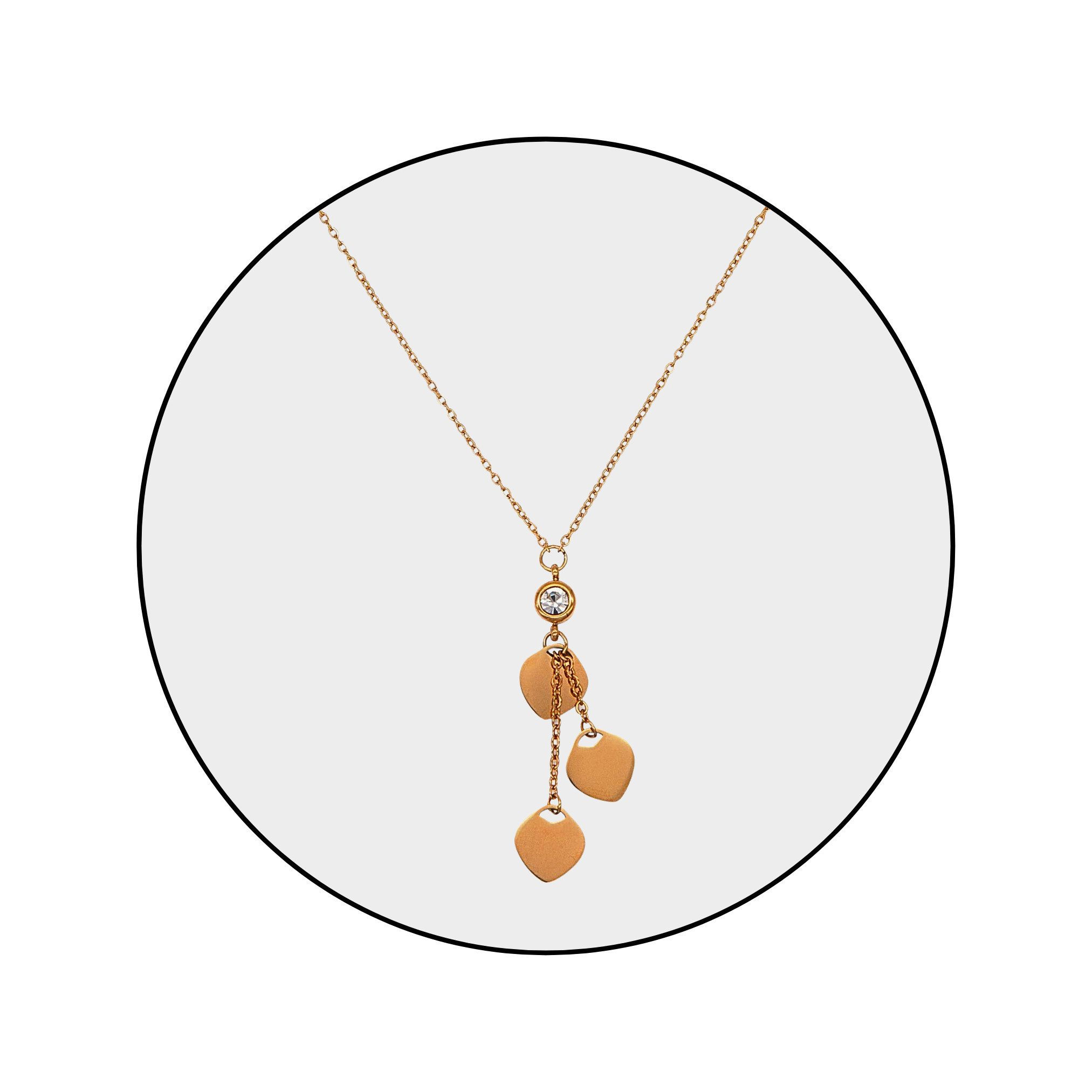 Kette mit Anhänger Edelstahl Schmuck Halskette Kristall Herz