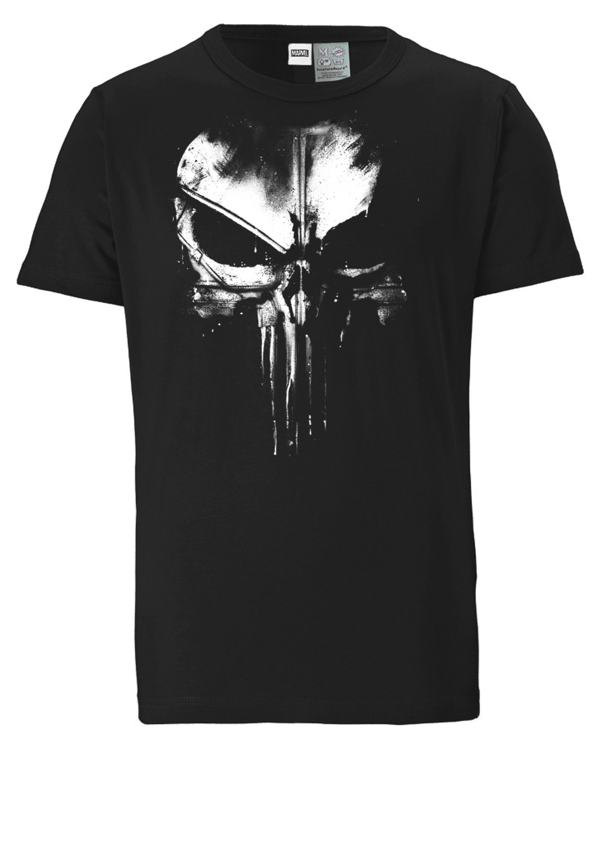 Techno Marvel Print LOGOSHIRT - lizenziertem T-Shirt mit Skull Punisher