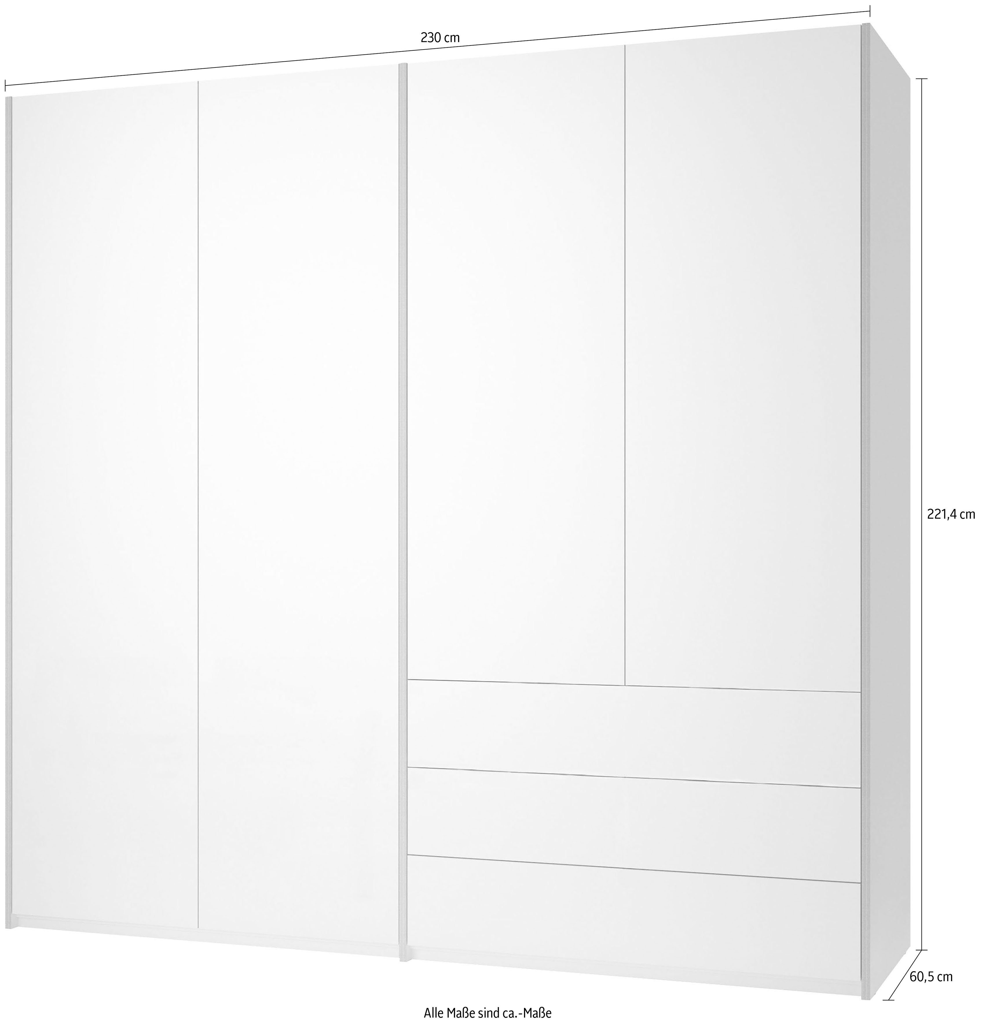 Plus Modular Müller Drehtürenschrank | weiß/birke 8 Variante weiß/birke 3 Schubladen LIVING SMALL geräumigen Inklusive