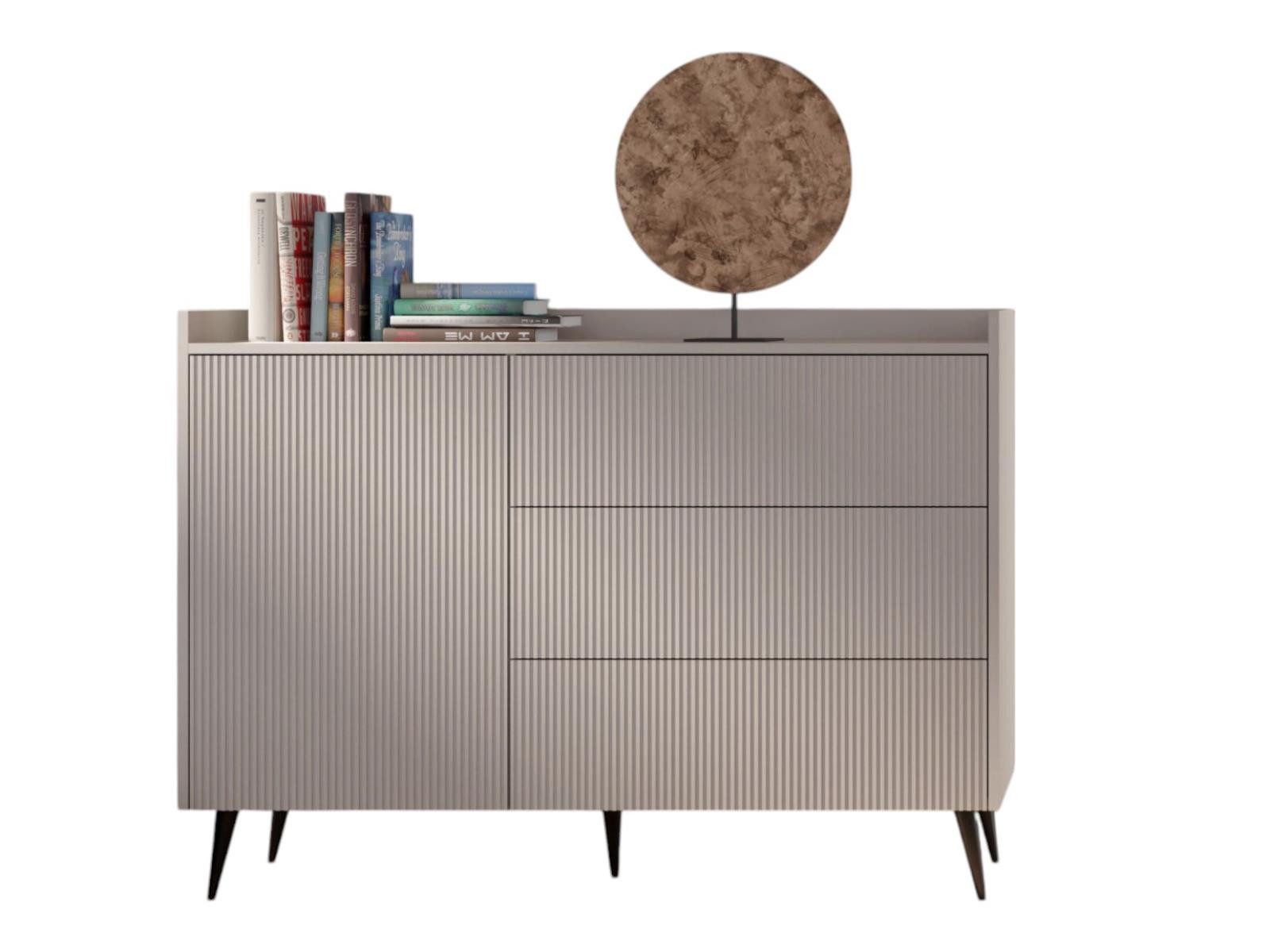 Compleo Schubkastenkommode mit 3 Schubladen, Japandi design, Kaschmir oder Nussbaum MODE