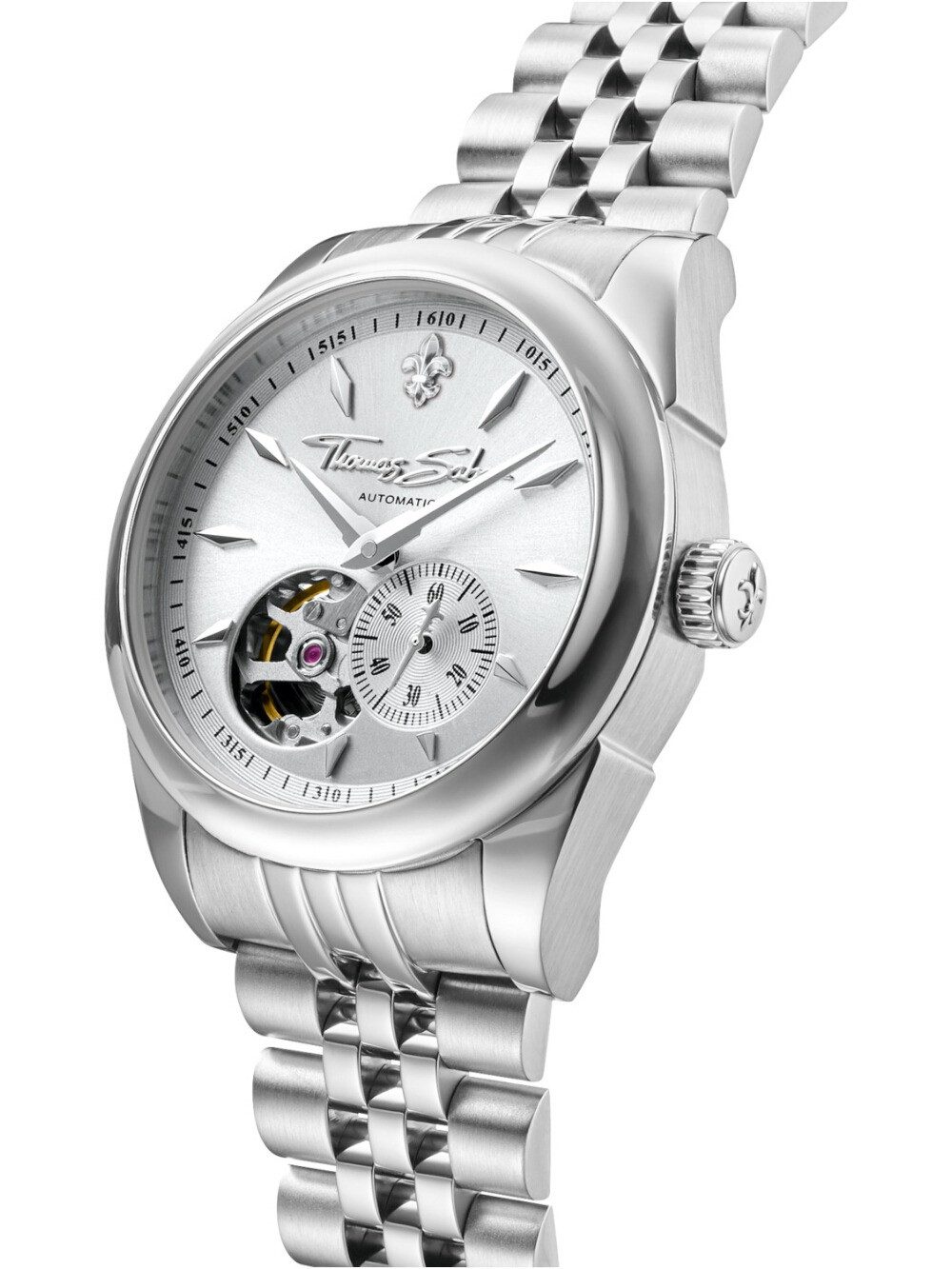 THOMAS SABO Automatikuhr Thomas Sabo WA0416-201-201 Unisex Automatik mit Lilienemblem 36mm 5AT Thomas Sabo WA0416-201-201 Unisex Automatik mit Lilienemblem 36mm 5ATM