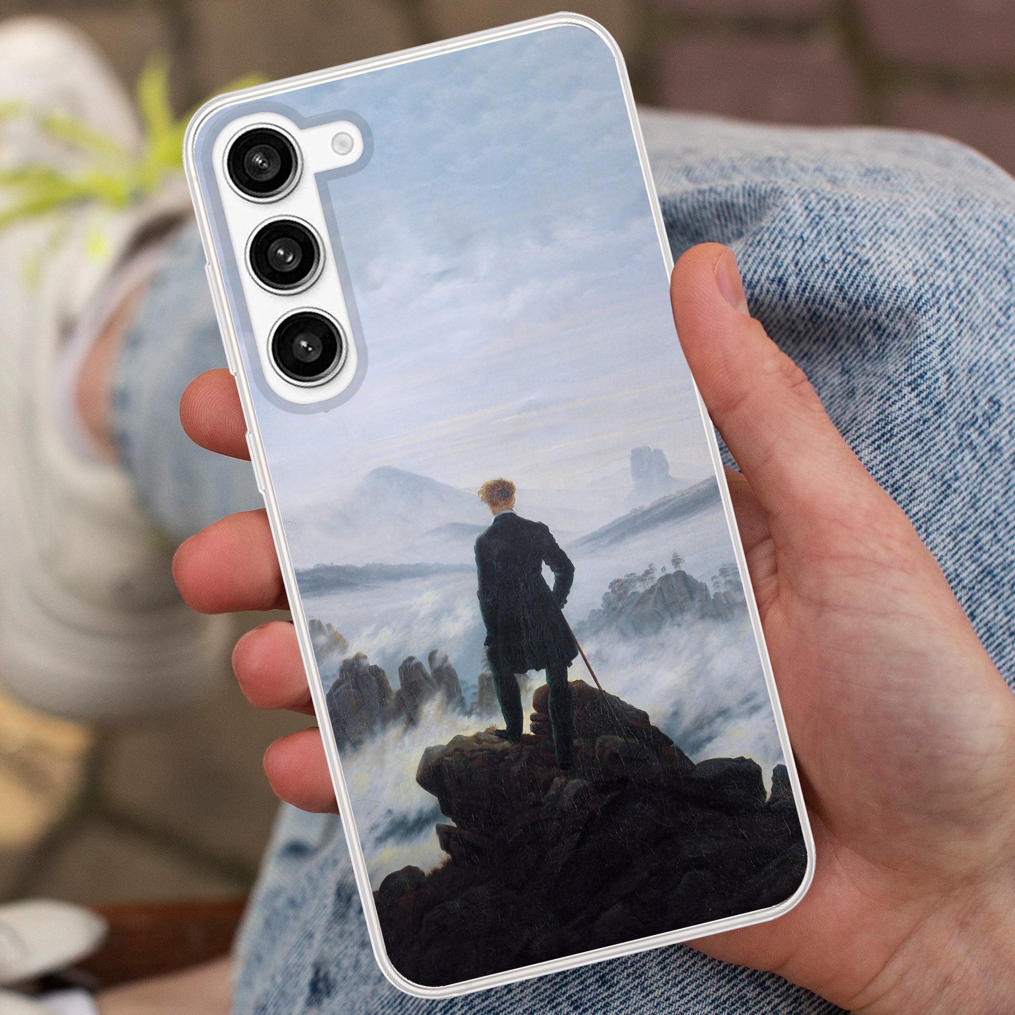 MuchoWow Handyhülle für Samsung Galaxy S23 Plus Der Wanderer über dem Nebelmeer - Caspar D, Phone Case, Silikon, Schutzhülle Dünn