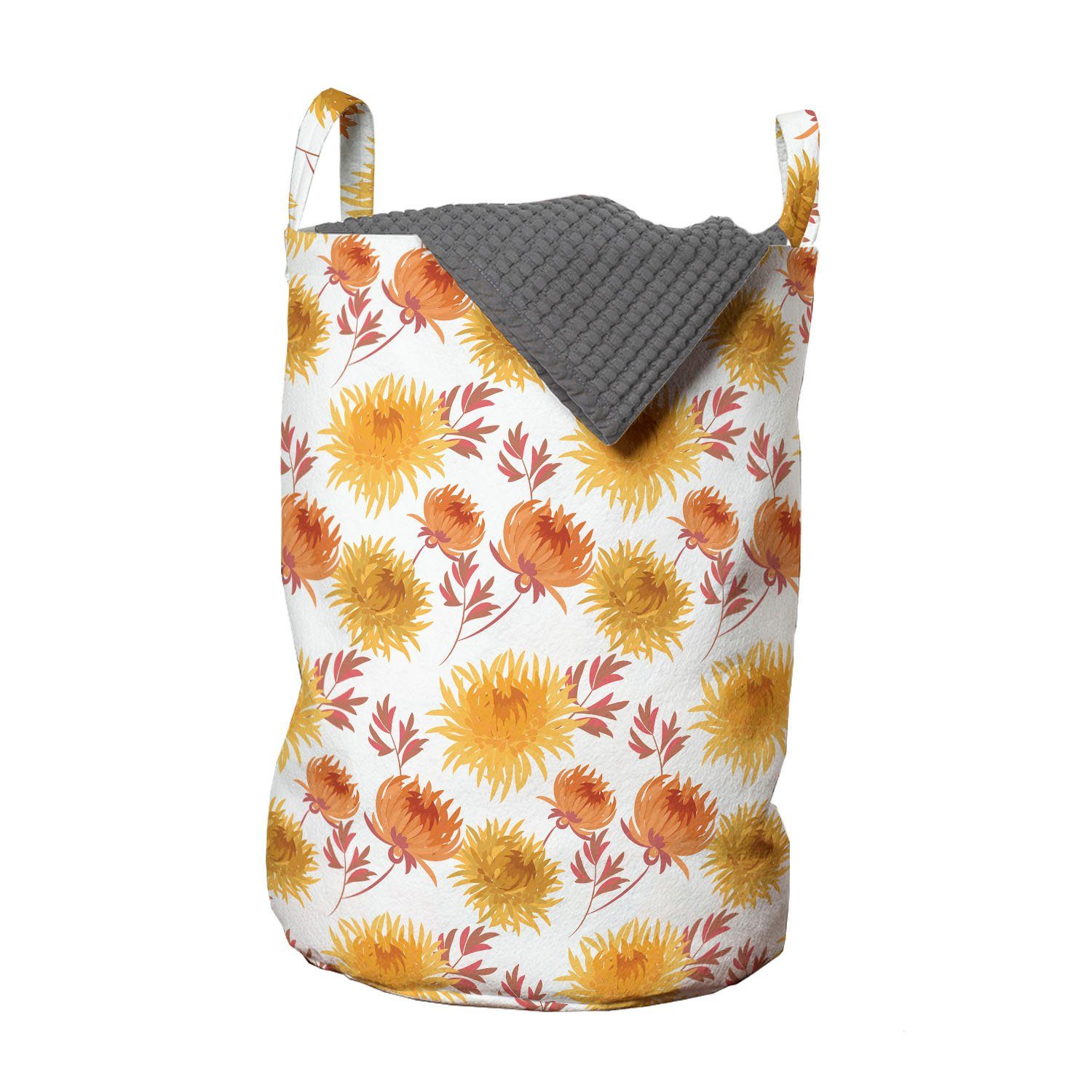 Abakuhaus Wäschesäckchen Wäschekorb mit für Waschsalons, Griffen Herbst Kordelzugverschluss Chrysanthemum Blumenmotiv