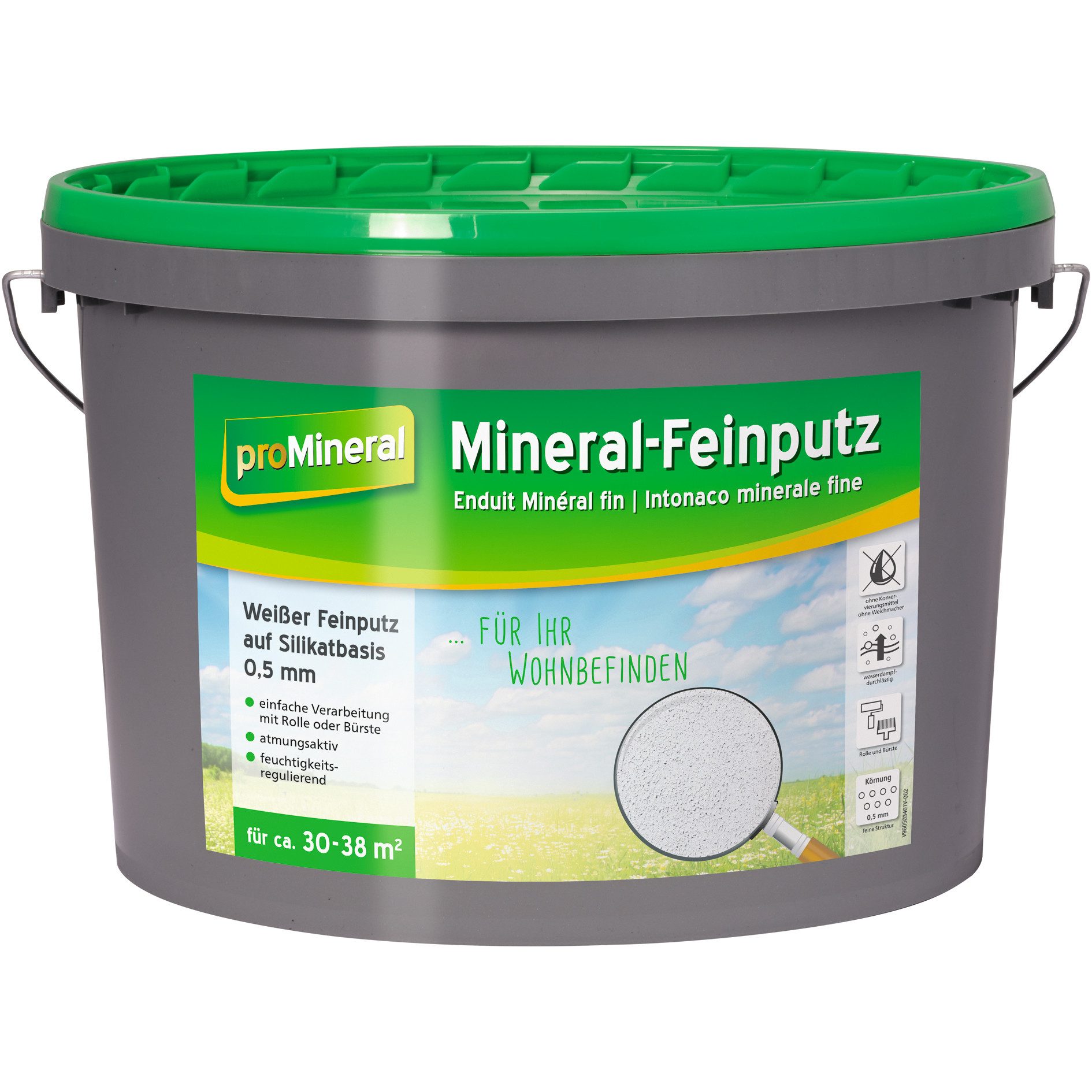 proMineral Dispersions-Silikatputz proMineral Mineral Feinputz 15kg Weiß atmungsaktiv, feuchtigkeitsregulierend, wasserdampfdurchlässig