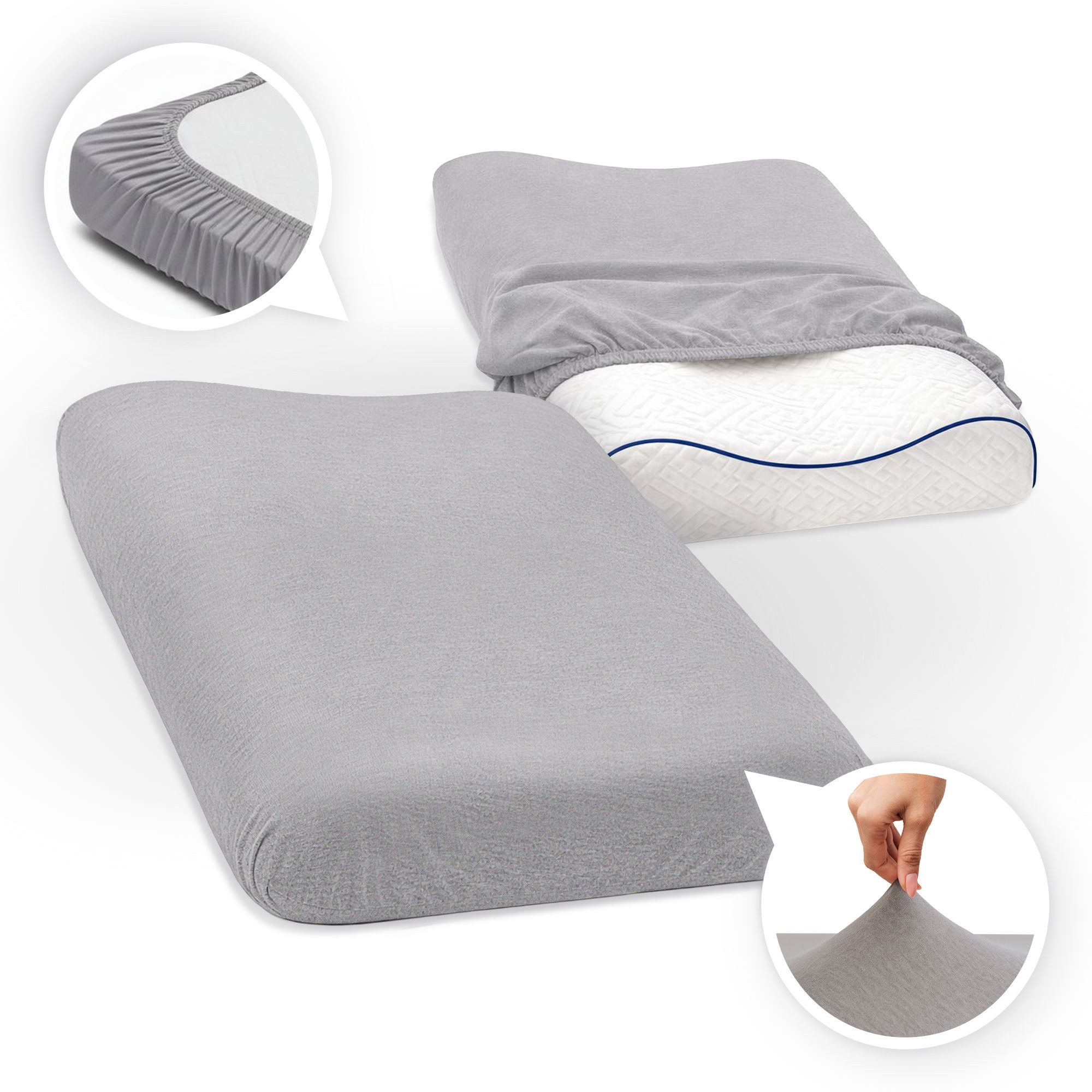 SEI Design Kissenbezüge Kissenbezug Spannbezug für Gesundheitskissen – 40x60 cm – Stretch, Bezug ist geeignet für Nackenkissen ergnonomische Kissen Schlafkissen
