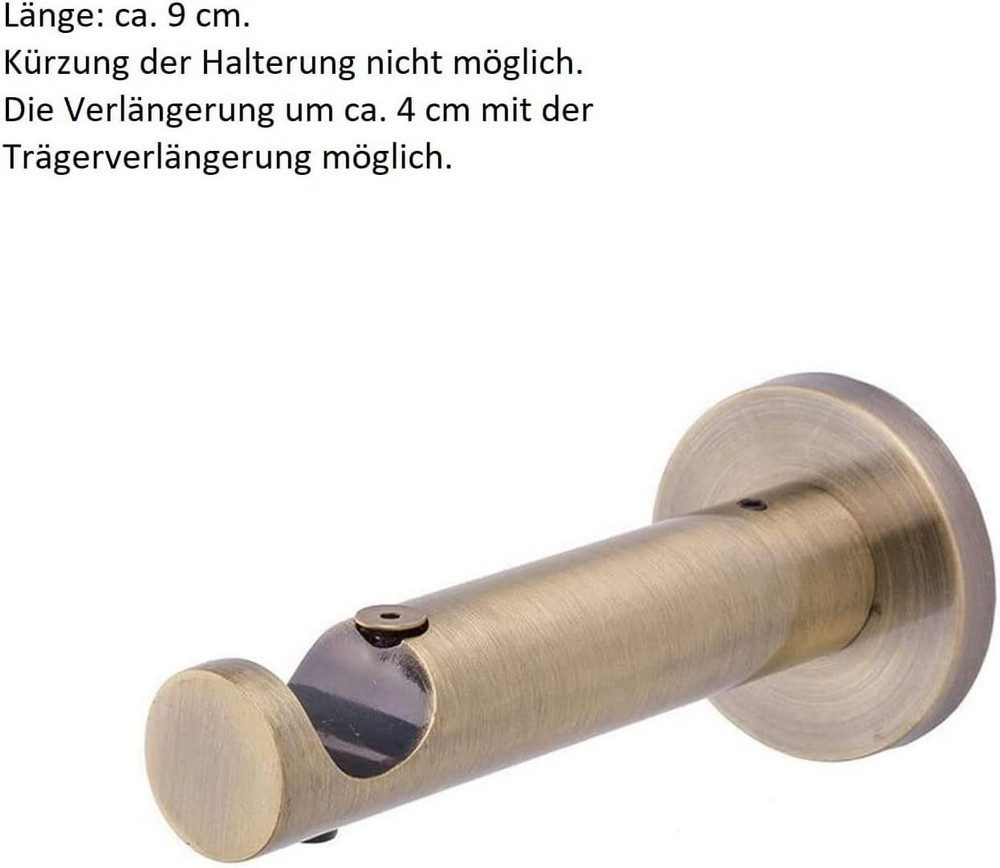 MDEKOR Gardinenstange komplette Ø 16 mm mit Endkappen, kürzbar, Wandmontage, 1-läufig, 120 cm Antik Gold – Bild 4 von 5