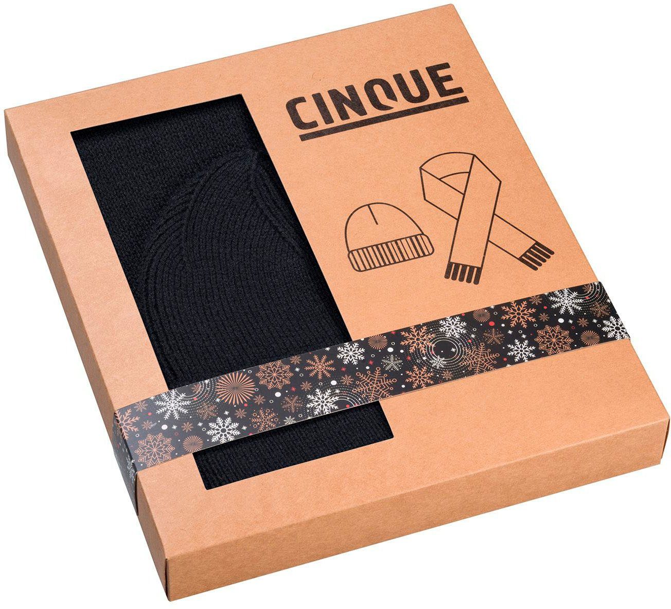 Cinque Strickschal, (Set, Mütze 2-St), Geschenkbox, black Weihnachtsgeschenk Schal & in