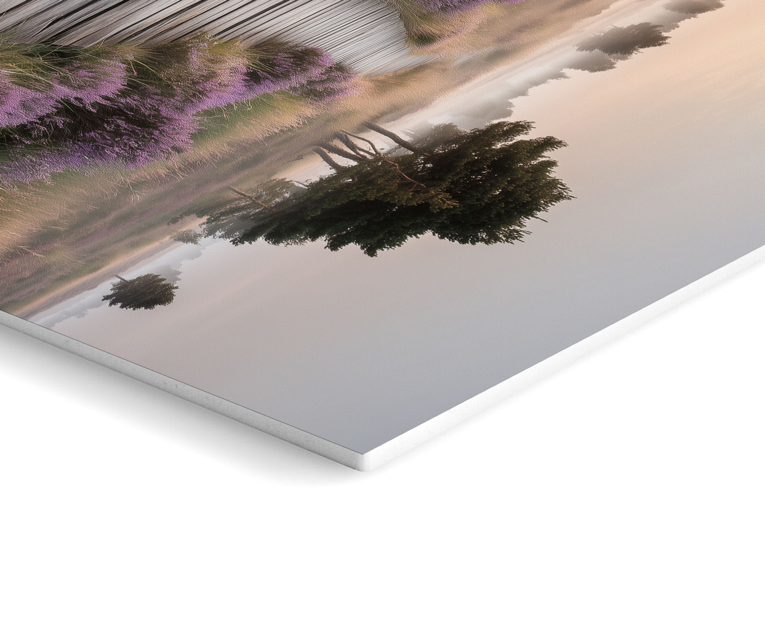 artissimo Mehrteilige Bilder Wandbilder-Set 3er-Set / natürliche Wanddeko / Wohnzimmer, Landschaft: Heidelandschaft mit lila Blüten in beige flieder – Bild 4 von 5
