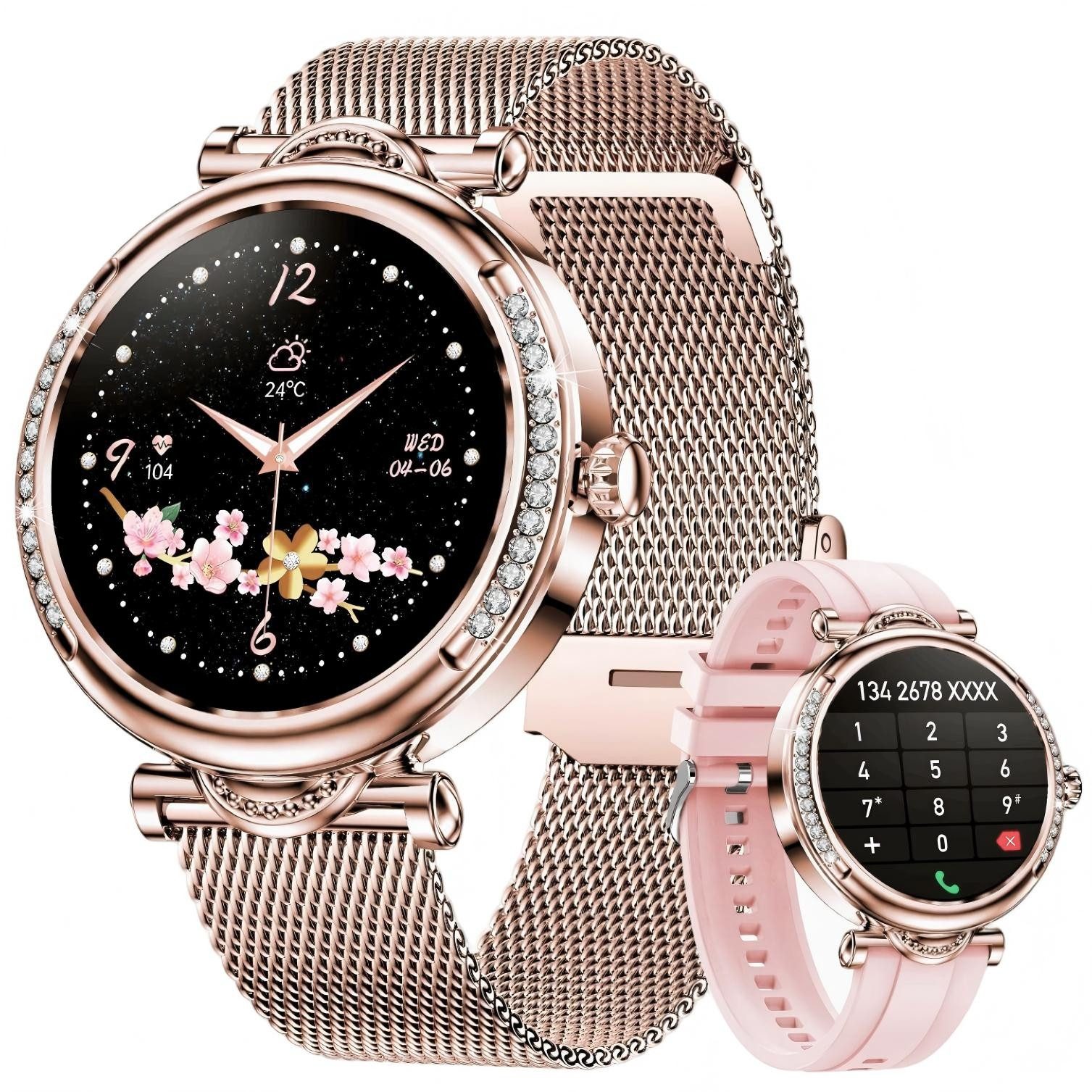 Smartwatch, Fitness Tracker uhr für Damen Herren mit Telefonfunktion Smartwatch