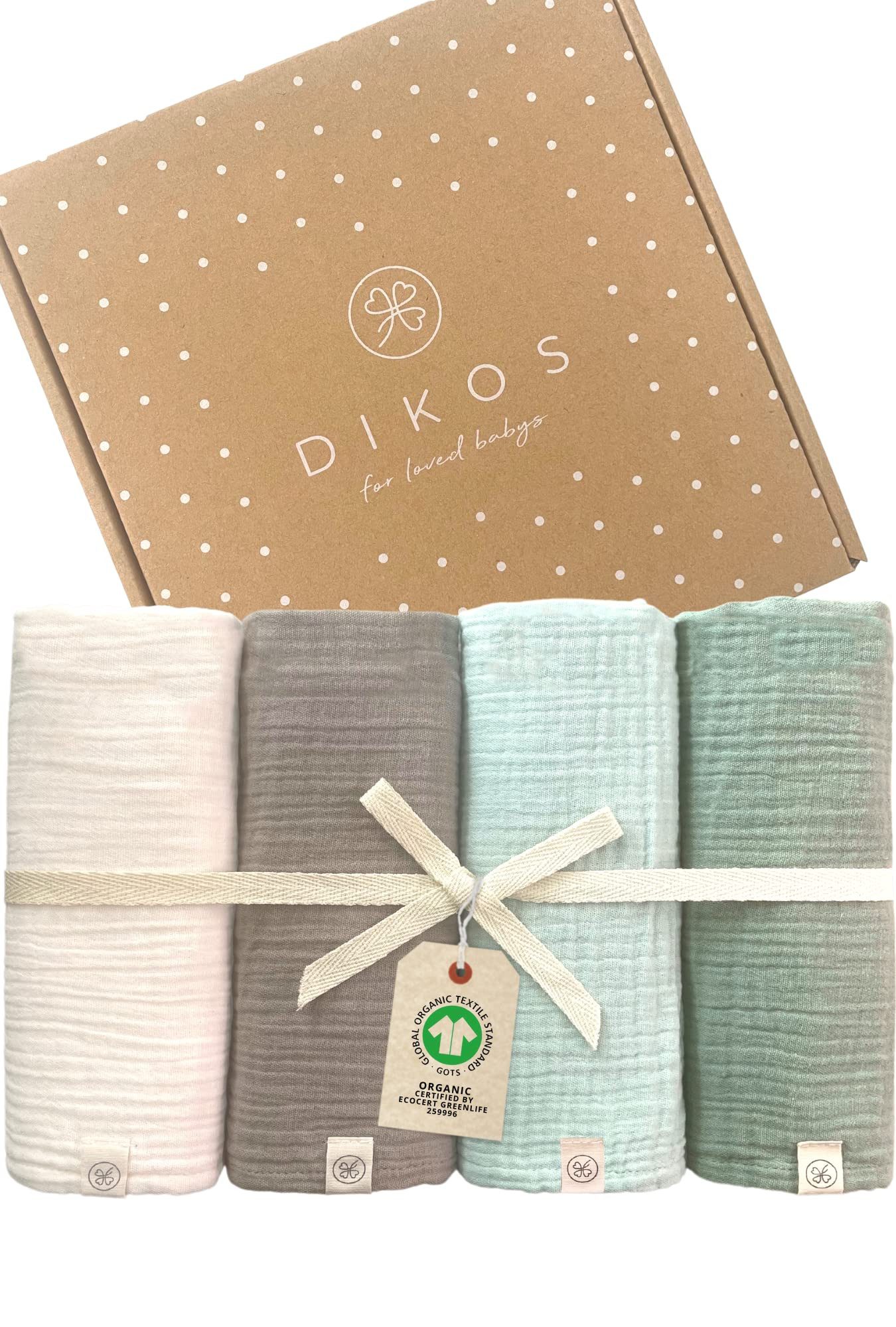 Babydecke Mulltücher 4er-SET gekreppt, Spucktuch 64x64 100% GOTS BIO-Baumwo günstig online kaufen