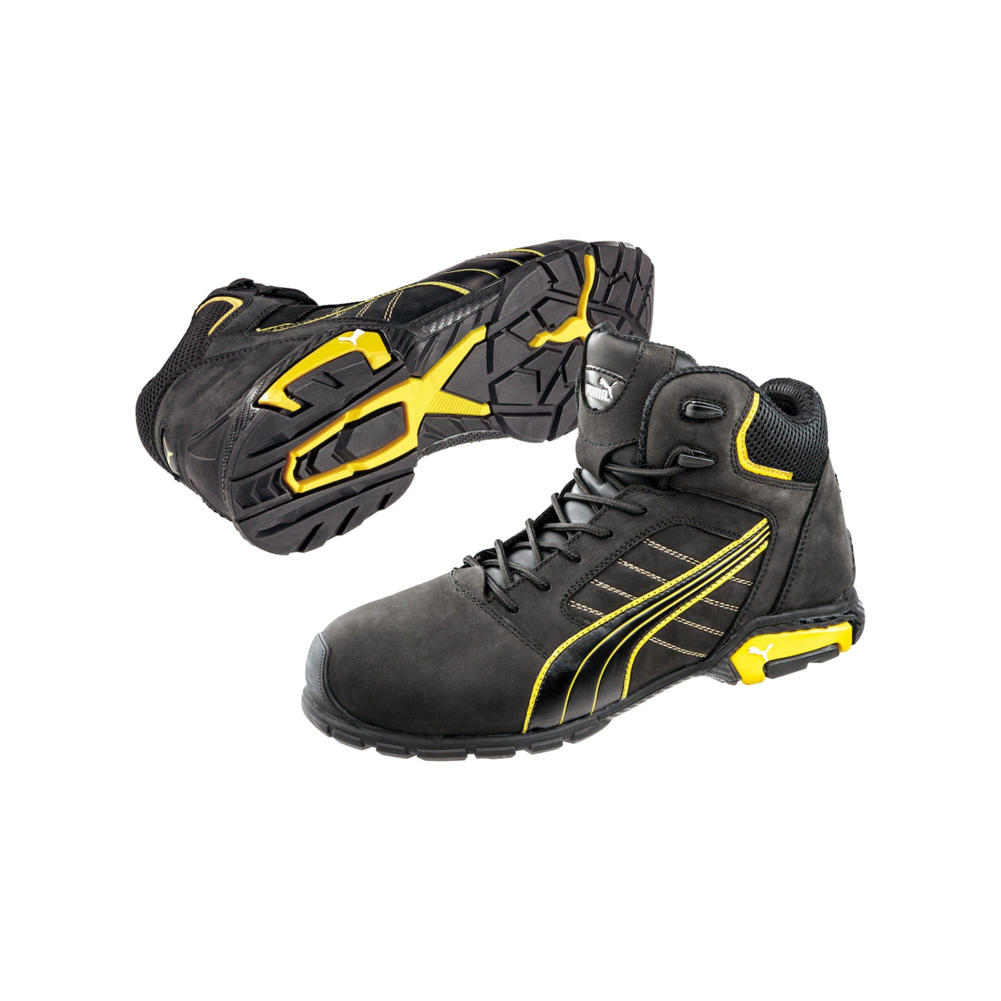 ISM Sicherheitsstiefel Amsterdam Mid Gr. 44 schwarz/gelb Leder S3 SRC EN20 Sicherheitsstiefel