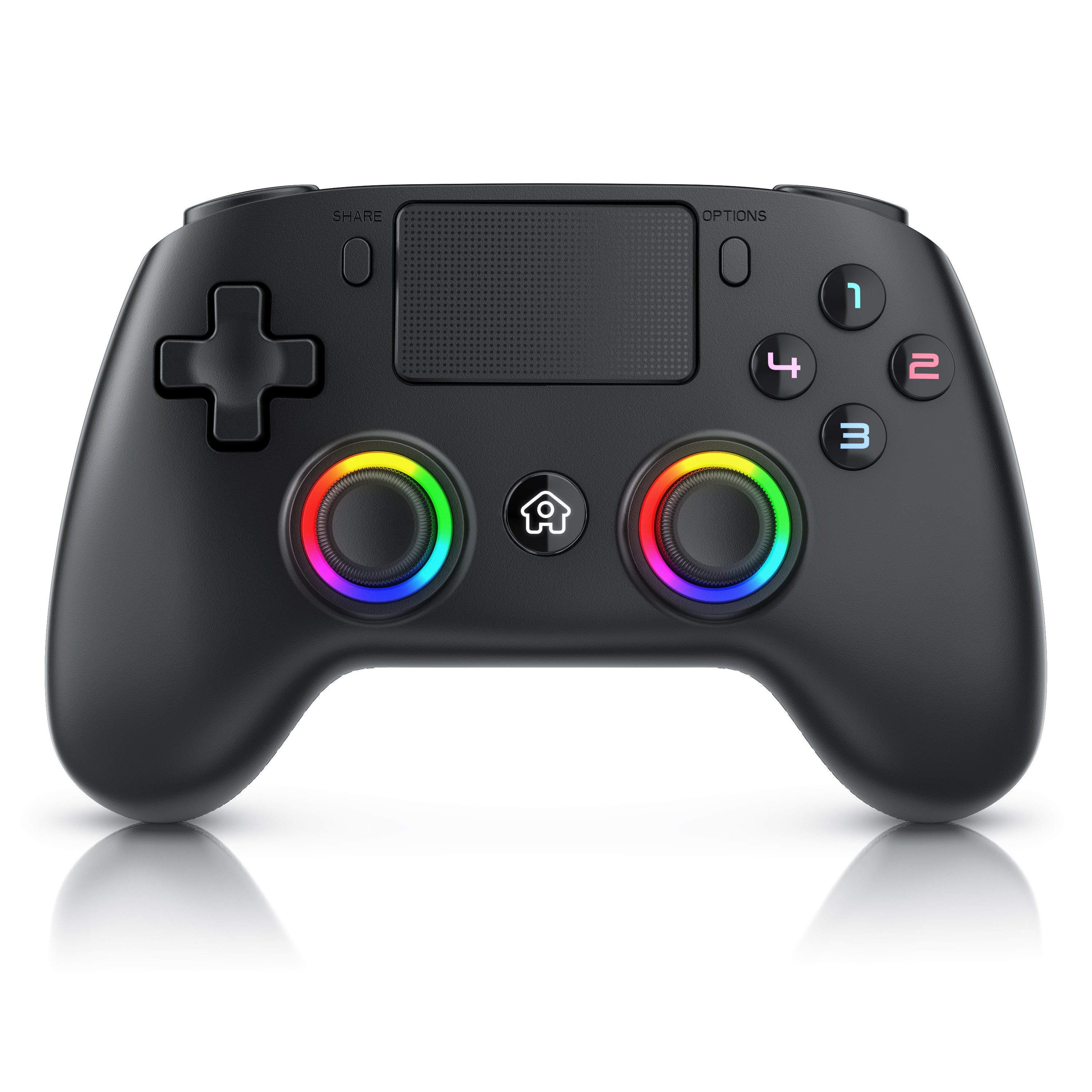 CSL Wireless Gamepad für PS4 & PC, Dual Vibration, Touchpad, 3,5 mm Klinke PlayStation 4-Controller (1 St., für Playstation 4 Pro / Slim, Makro, LED, Bluetooth, Headset Anschluss)