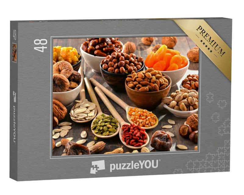puzzleYOU Puzzle Trockenfrüchte und verschiedene Nüsse, 48 Puzzleteile, puzzleYOU-Kollektionen Nüsse