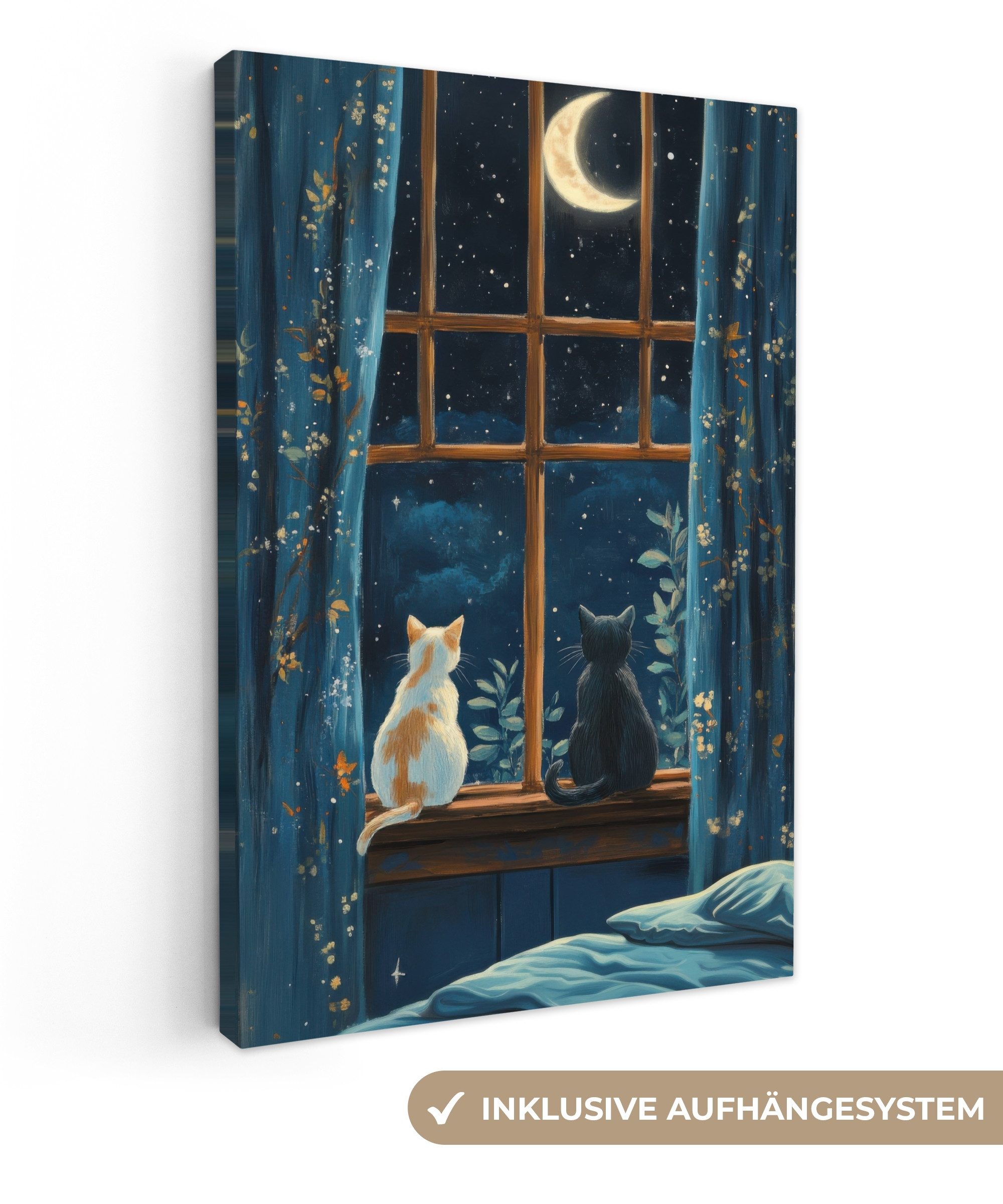 OneMillionCanvasses® Leinwandbild Katze - Sternenhimmel - günstig online kaufen