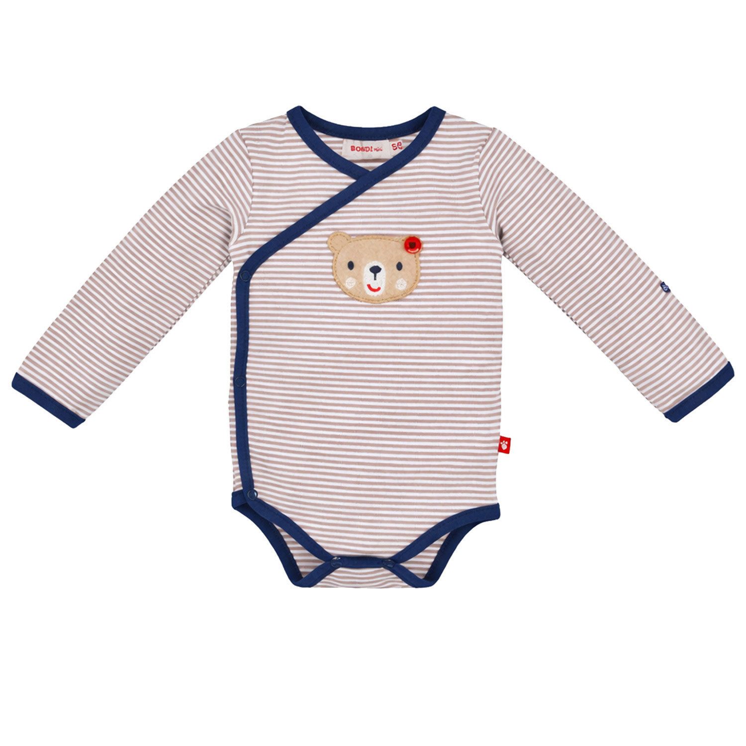 BONDI Strampler BONDI Baby Langarm Wickelbody 'Bär' 93763, Beige