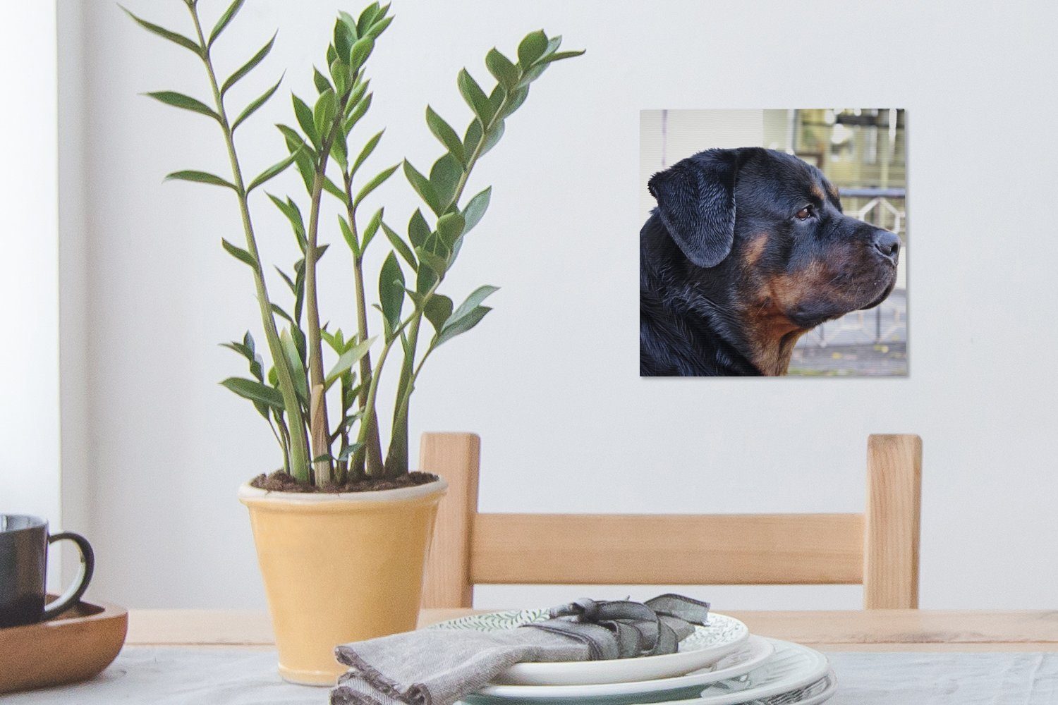 eines (1 OneMillionCanvasses® Bilder für Leinwandbild Rottweilers, Seitenansicht des St), Kopfes Schlafzimmer Wohnzimmer Leinwand