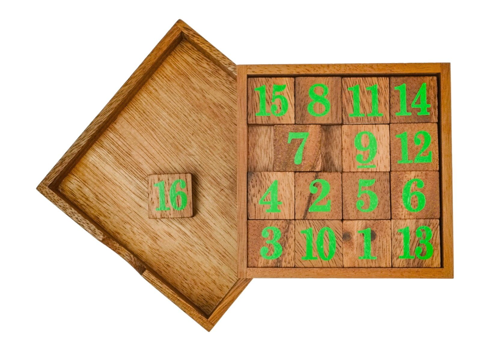 - Zahlen Holzspiele grüne Rechenspiel Knobelspiel Logoplay - aus Spiel, 15 HolzHolzspielzeug Schiebespiel - - Slide