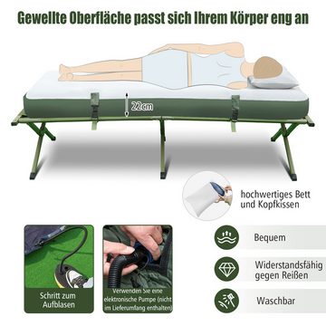 KOMFOTTEU Feldbett mit Sonnenschutz, Luftmatratze, Kissen, Schlafsack & Tragetasche