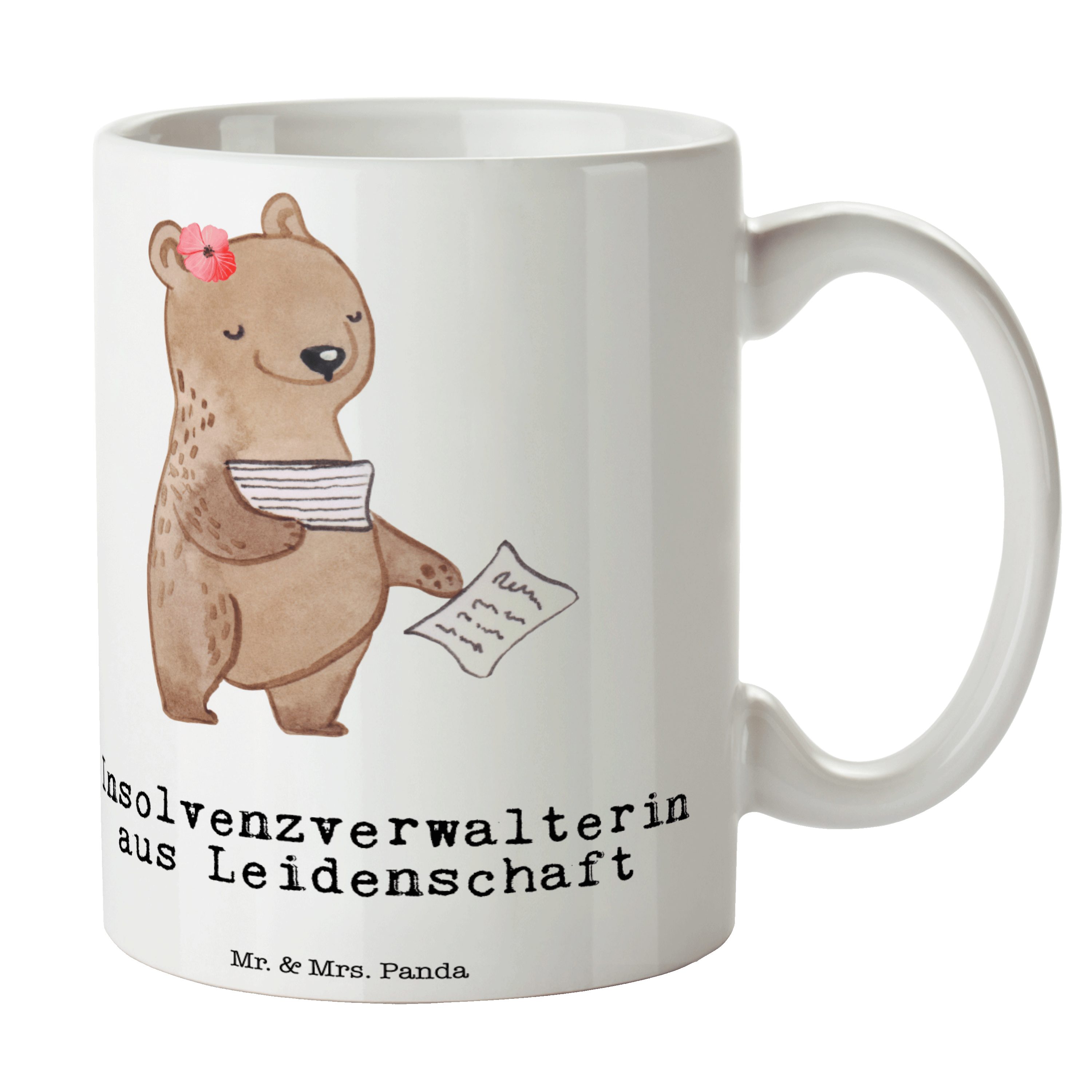 Mr. & Mrs. Panda Tasse Insolvenzverwalterin aus Leidenschaft - Weiß - Geschenk, Teetasse, Ke, Keramik