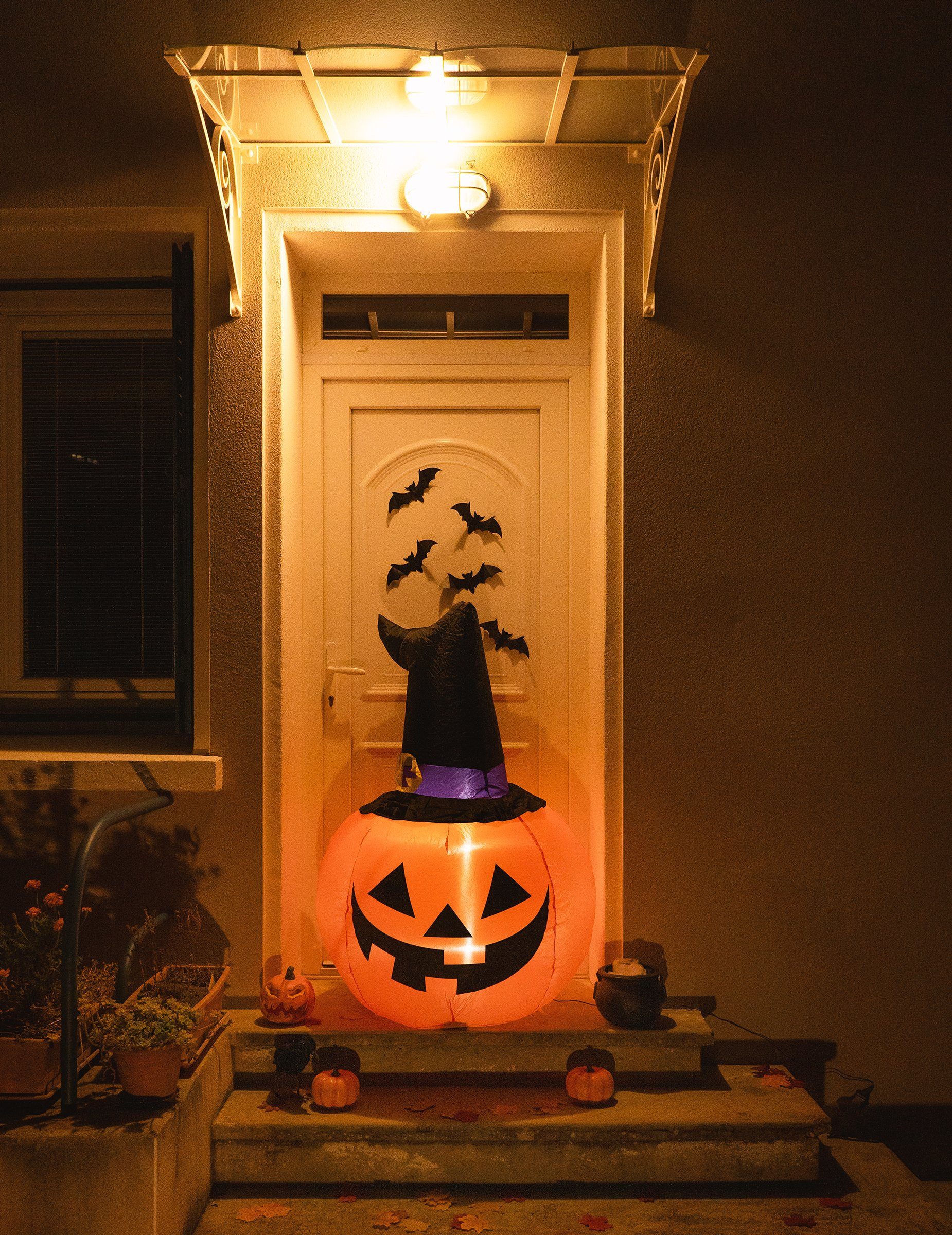 Kostüm Kürbis-Deko leuchtend Halloween 120 x 70 cm orange