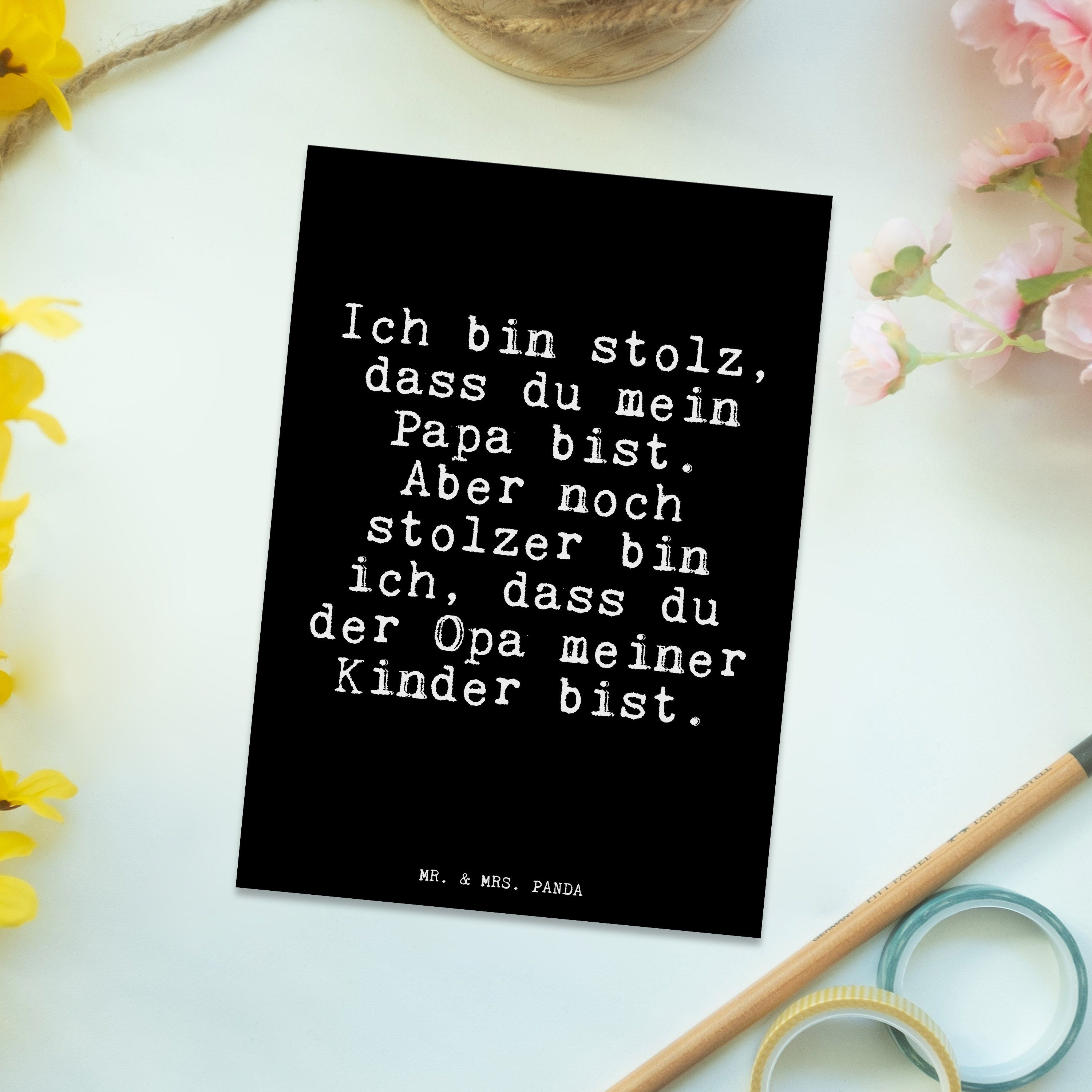 - bin stolz, Ich Geschenk, - Postkarte Mrs. Geschenk, Panda dass... Schwarz Zitate, G & Papa Mr.