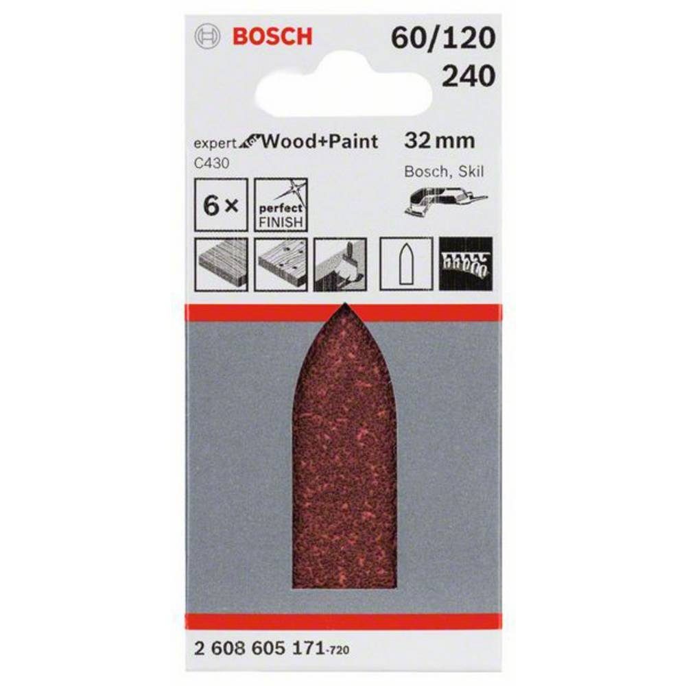 Thumbnail - BOSCH Schleifpapier Schleifblatt C430, 32 mm, 60, 120, 240, ungelocht