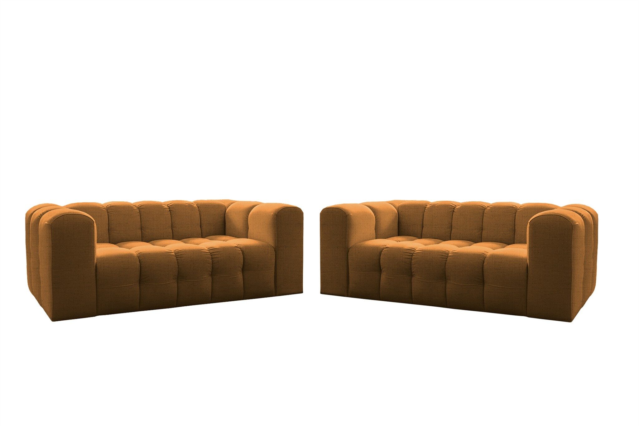 Fun Möbel Polstergarnitur Designersofa FUN LEONOR 2 x 2-Sitzer, (Stoff Moly oder Tiffani, 2-tlg), Sofas-Rücken echt bezogen