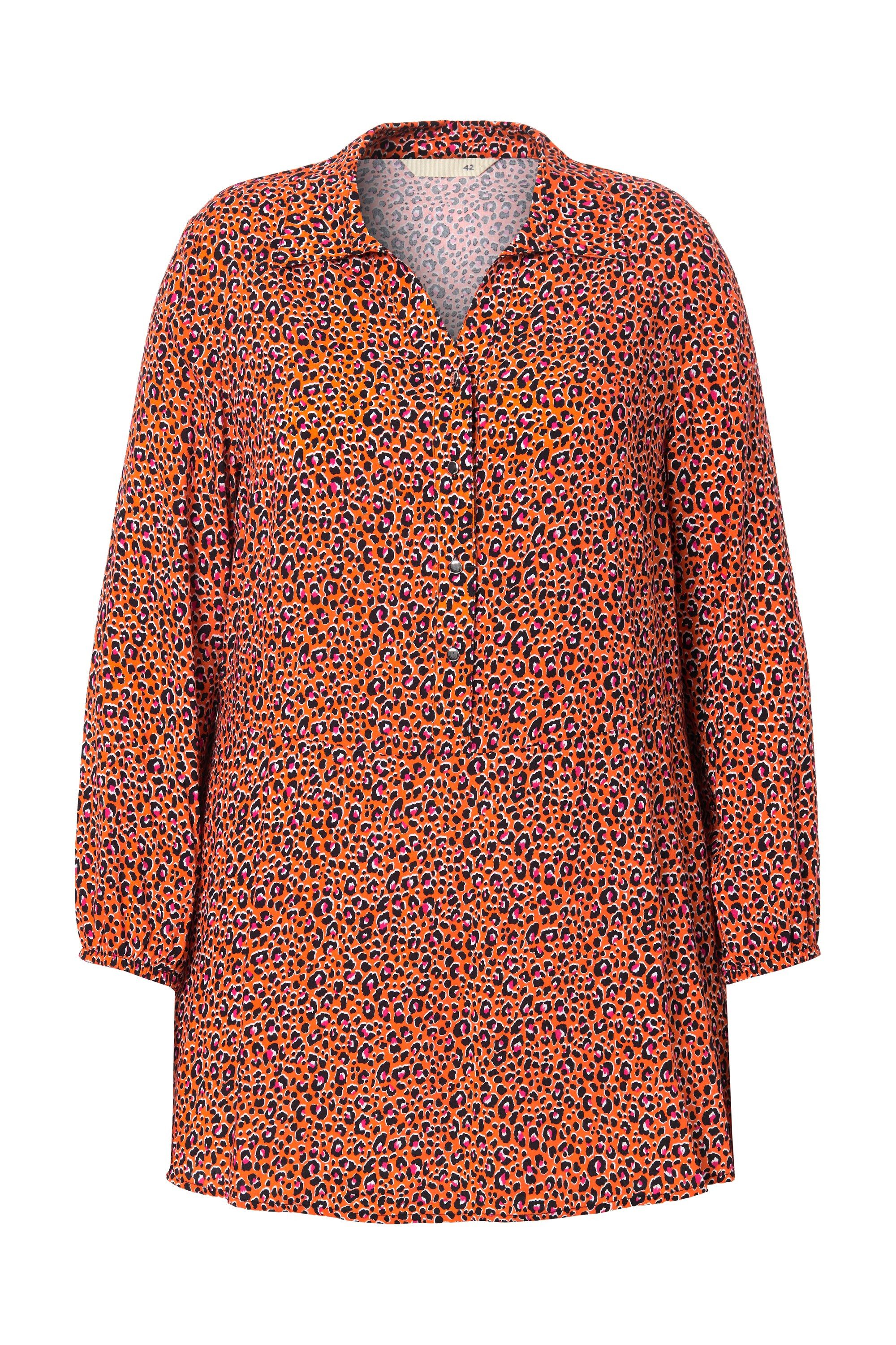 MIAMODA Hemdbluse Bluse A-Linie Leomuster Saum-Volant günstig online kaufen