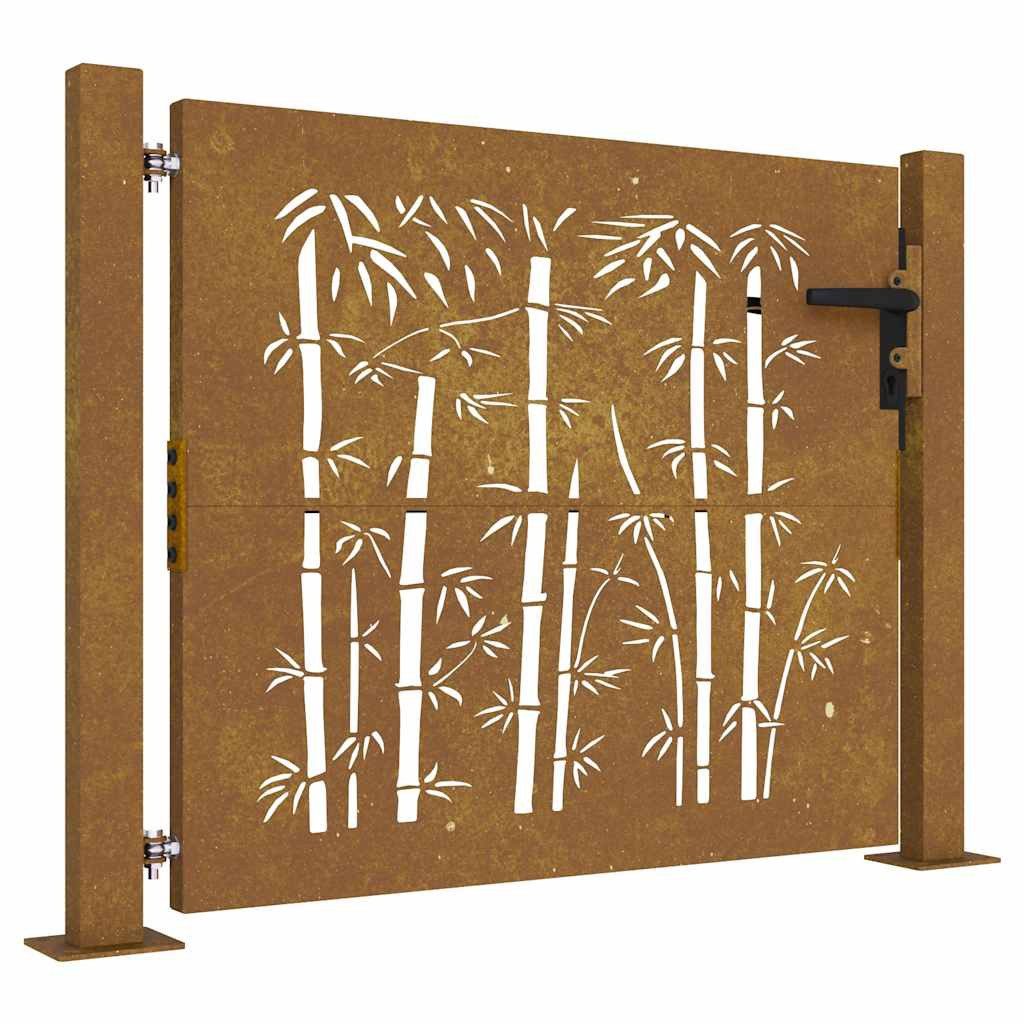 vidaXL Gartentor Gartentor 100x75 cm Cortenstahl Bambus-Design