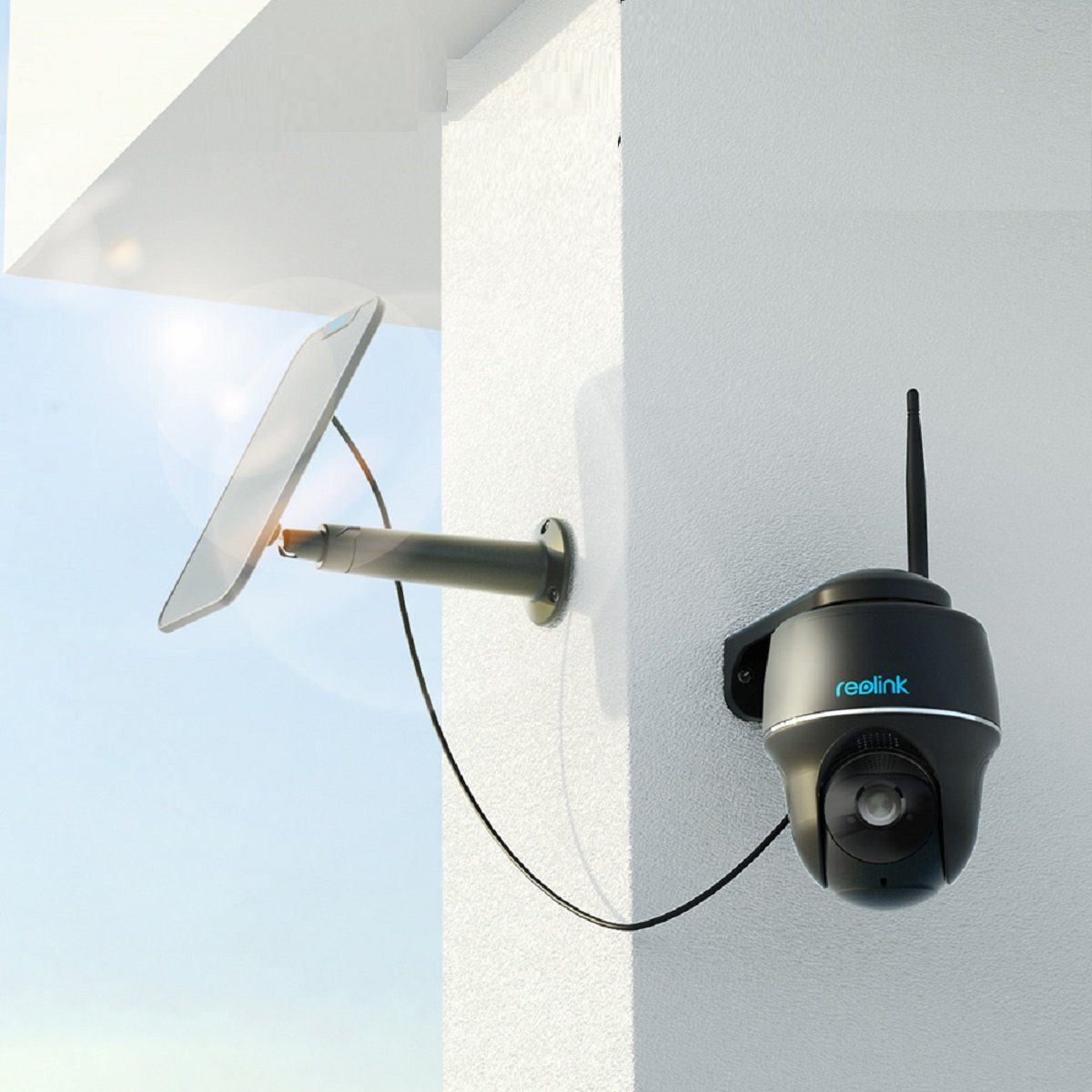 Reolink Überwachungskamera Argus PT+SP 4MP PTZ Akku- oder solarbetriebene 2,4/5GHz WLAN IP (Außenbereich, PIR-Erkennung,IR-Nachtsicht,Could-Speicherung)