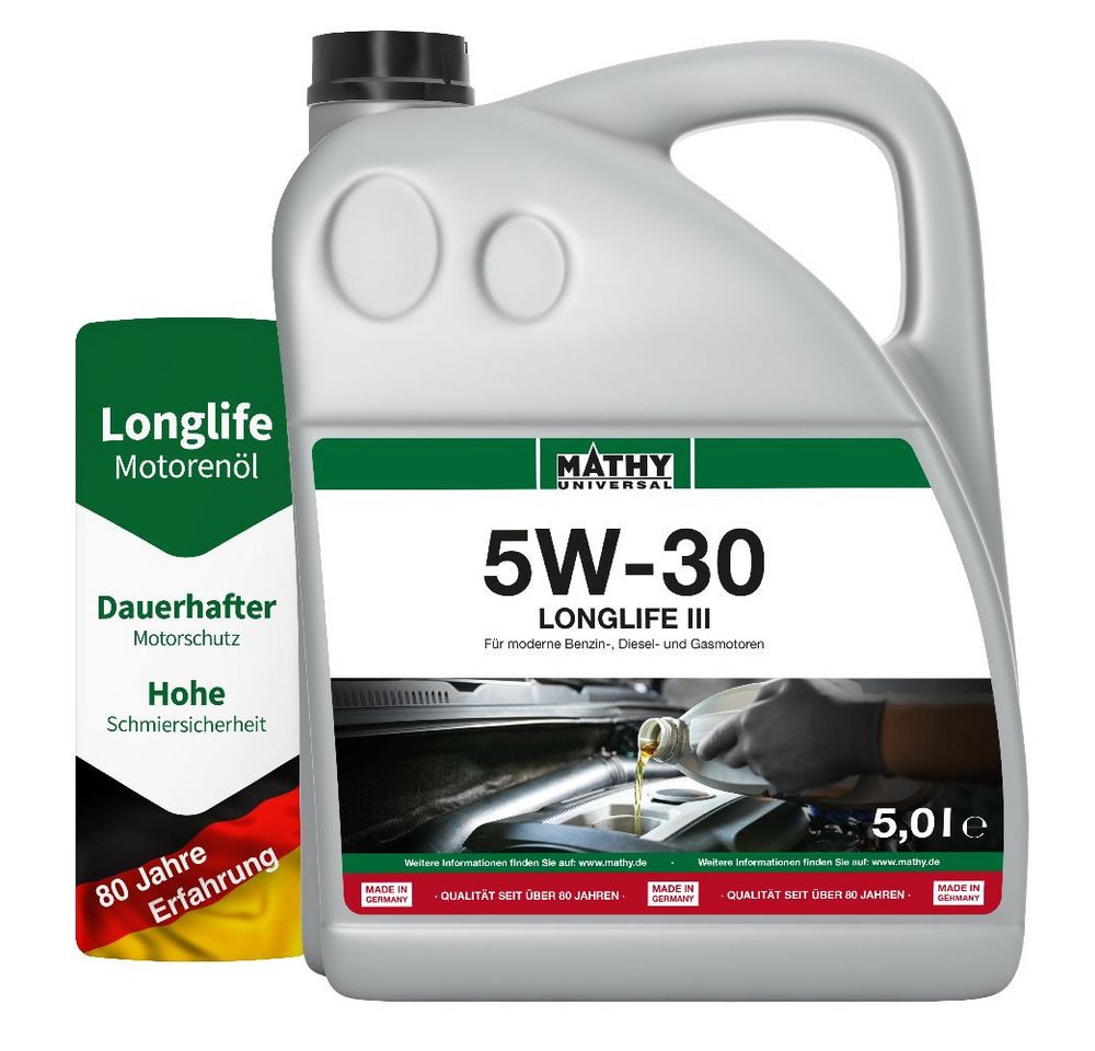 MATHY Motoröl MATHY SAE 5W-30 Longlife III 5,0 l, (1-tlg), Synthetisches HC-Motoröl