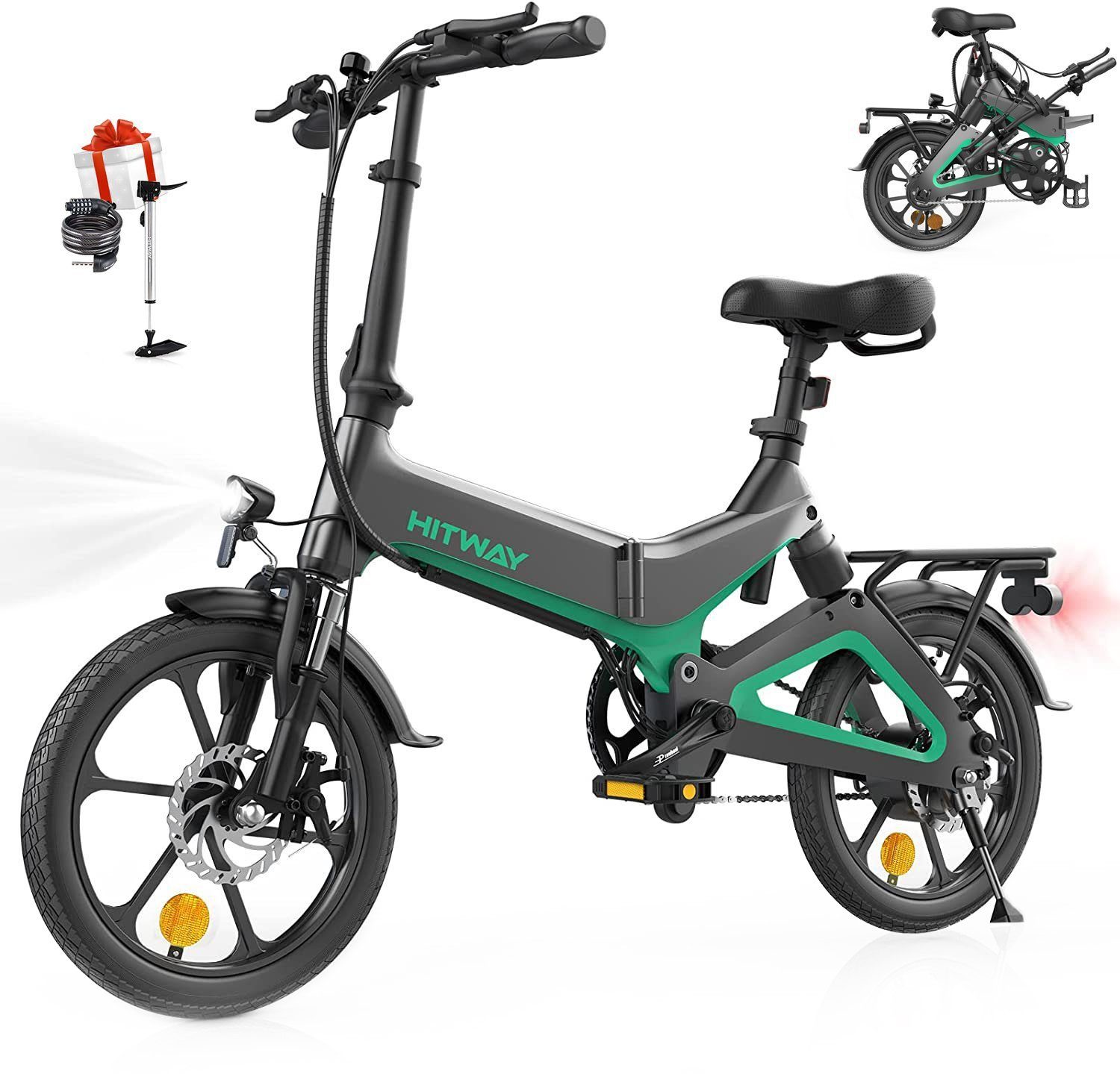 HITWAY E-Bike, Elektrofahrrad 16" 36V/7.8Ah 250W 35-70km Klappräder