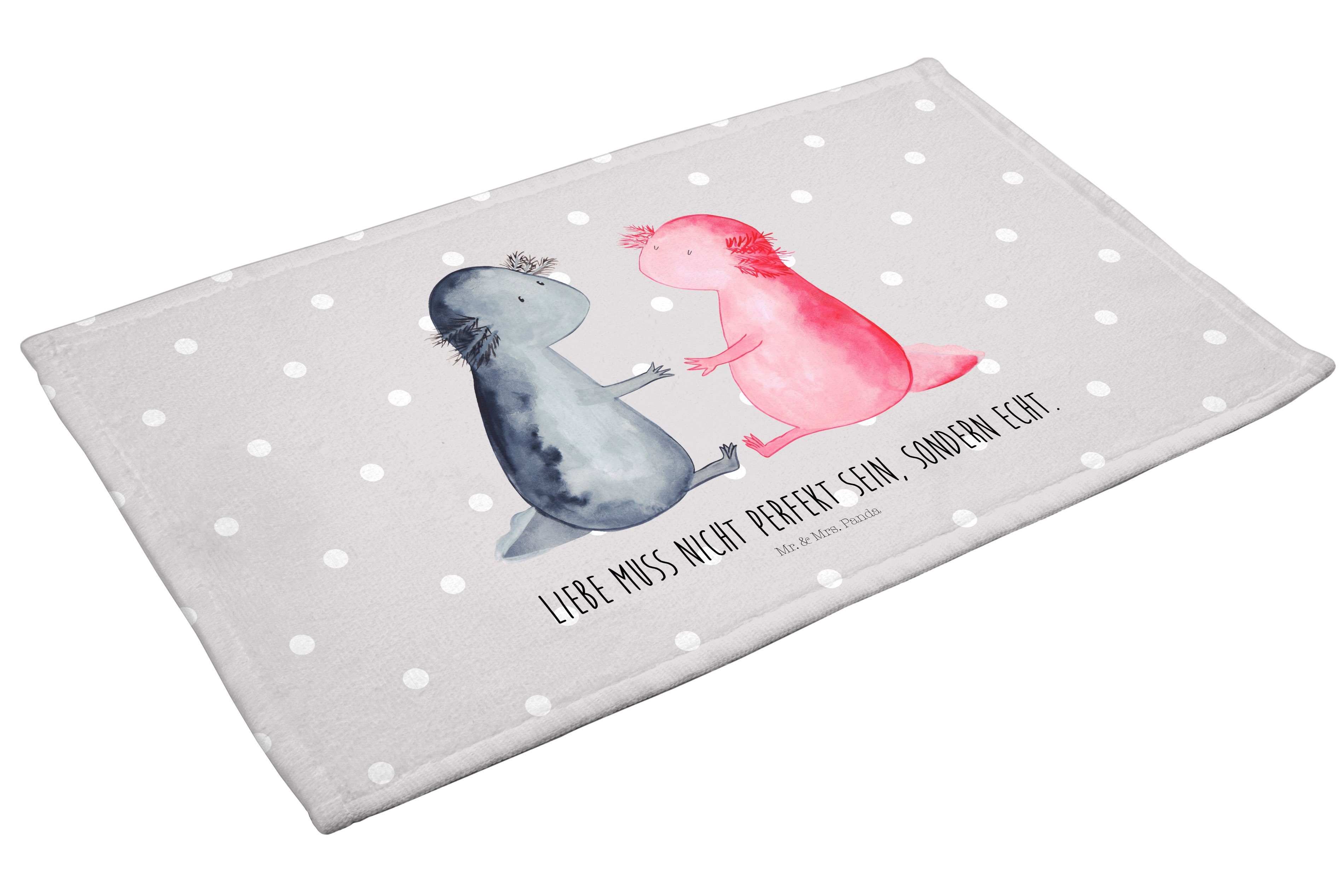F, Handtuch Axolotl (1-St) - Pastell & Mr. Panda Liebe, - Valentinstag, Liebe Mrs. große Geschenk, Grau