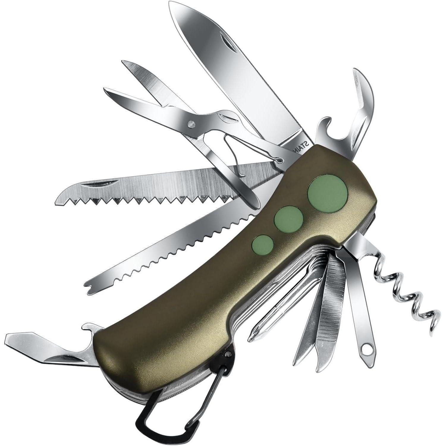 LuxusKollektion Taschenmesser Taschenmesser Multitool 15 Funktionen Schweizer Geschenk Grün, (1 St)