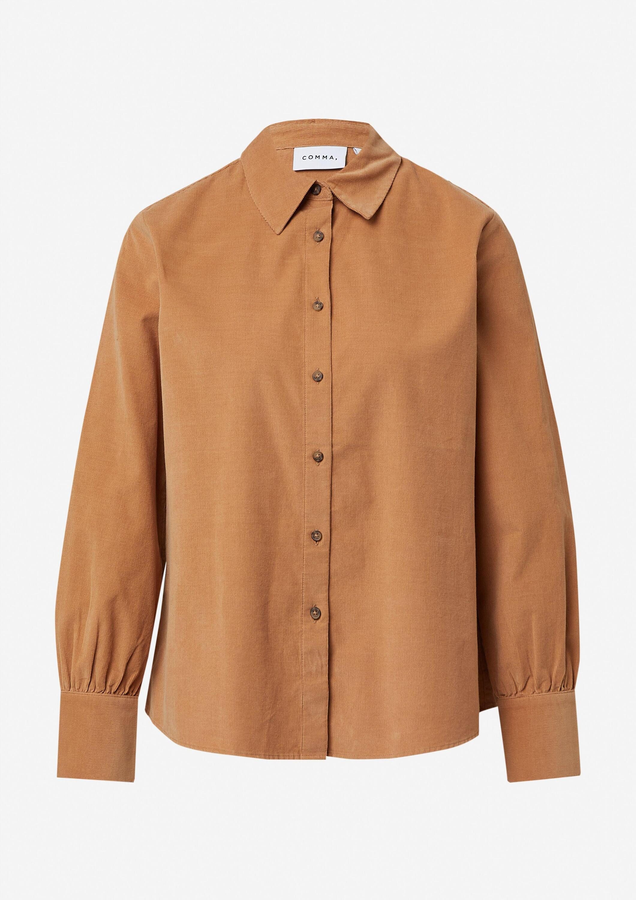 comma Langarmbluse Bluse Hemdbluse aus Feincord