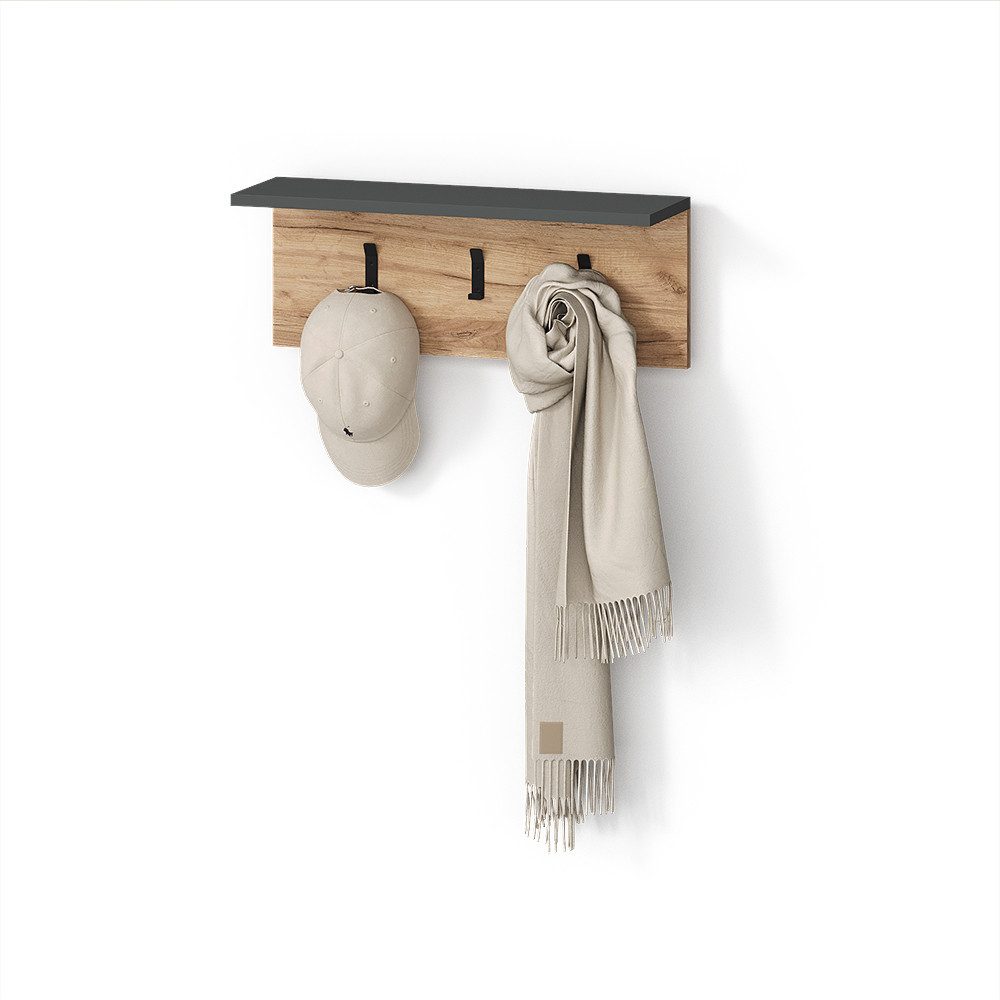 Livinity® Garderobenschrank Ortello, Anthrazit/Goldkraft Eiche/Goldkraft Eiche, 60 x 21.6 cm