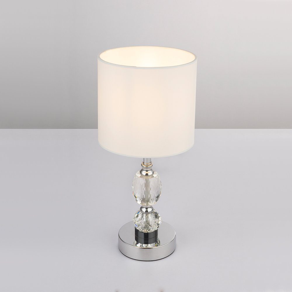 Chrom Tisch inklusive, Lampe etc-shop Weiß Schreib nicht Schlaf Tischleuchte, Kristall Leuchtmittel Textil Leuchte Glas