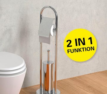 Eisl WC-Garnitur Toilettenpapierhalter stehend, Standgarnitur mit Toilettenbürste, WC Bürstengarnitur freistehend