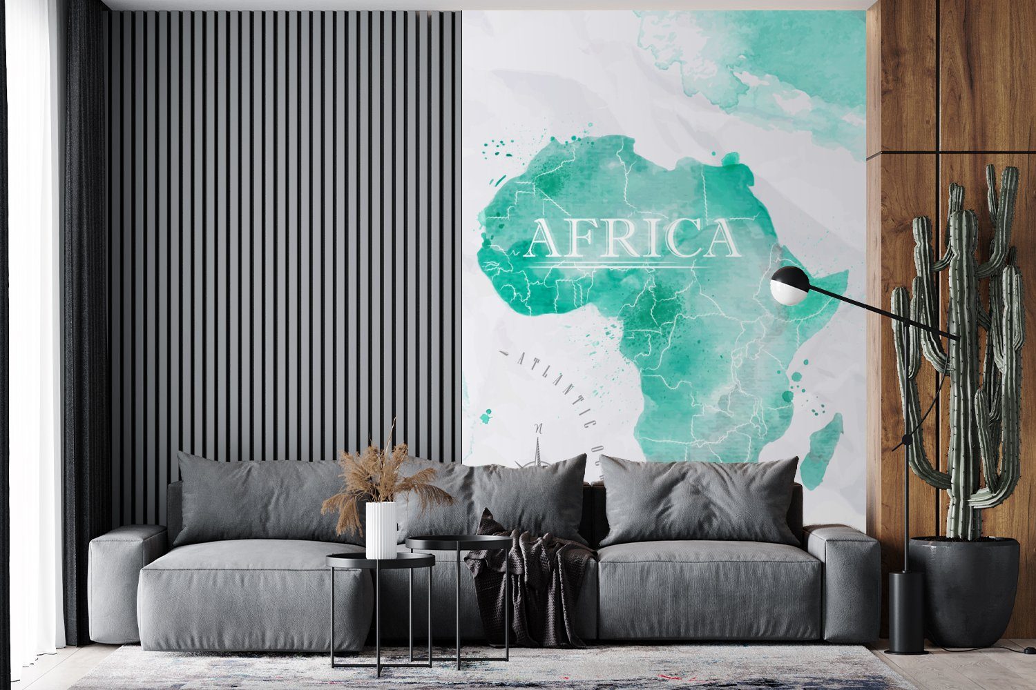 Montagefertig Wandtapete Matt, - St), - Afrika, Vinyl Farben Weltkarte bedruckt, Wohnzimmer, Fototapete Tapete für MuchoWow (3