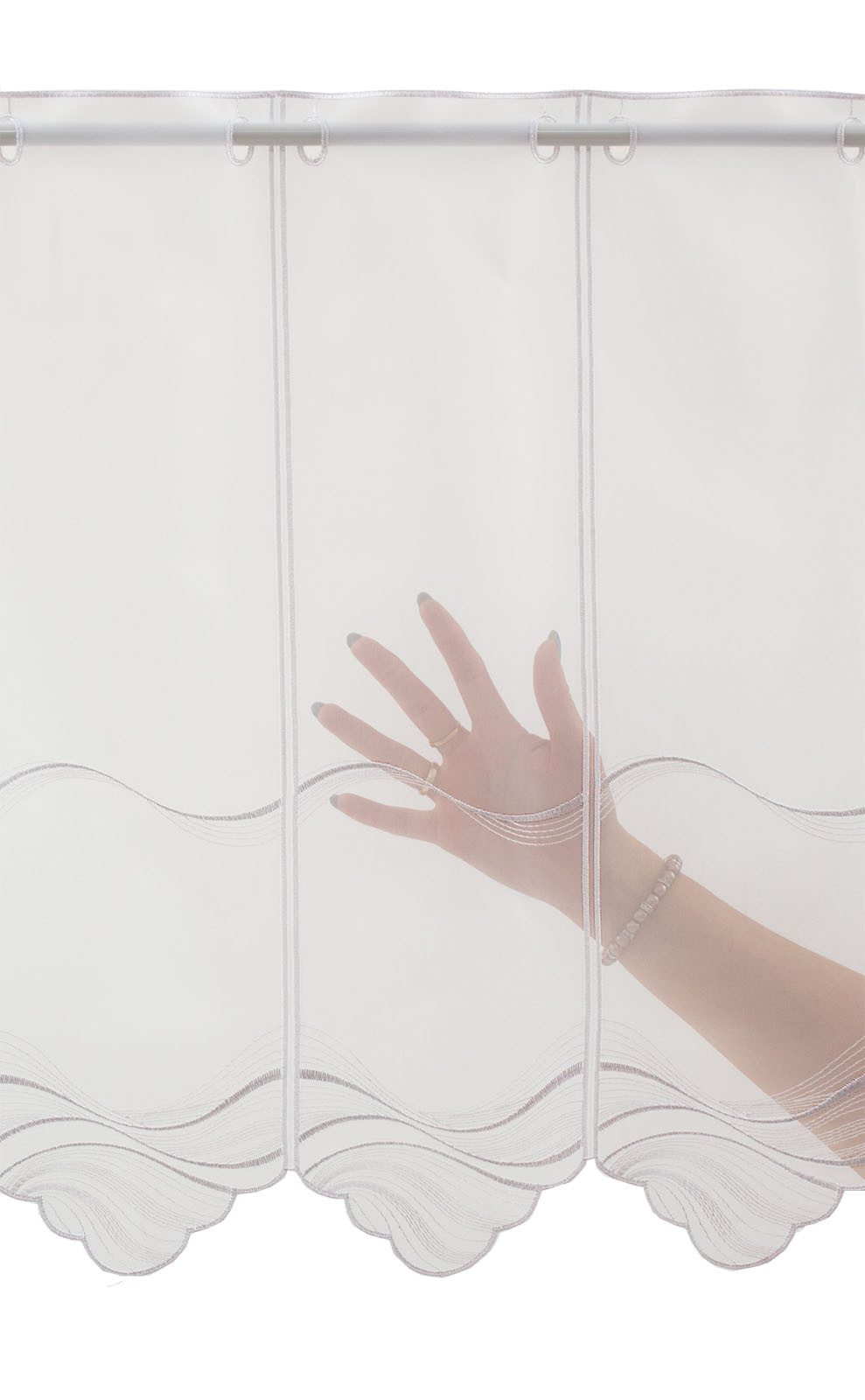 Gardinen Kranzusch Scheibengardine bestickte Welle (1 St), Stangendurchzug, transparent, Stablöcher,transparent