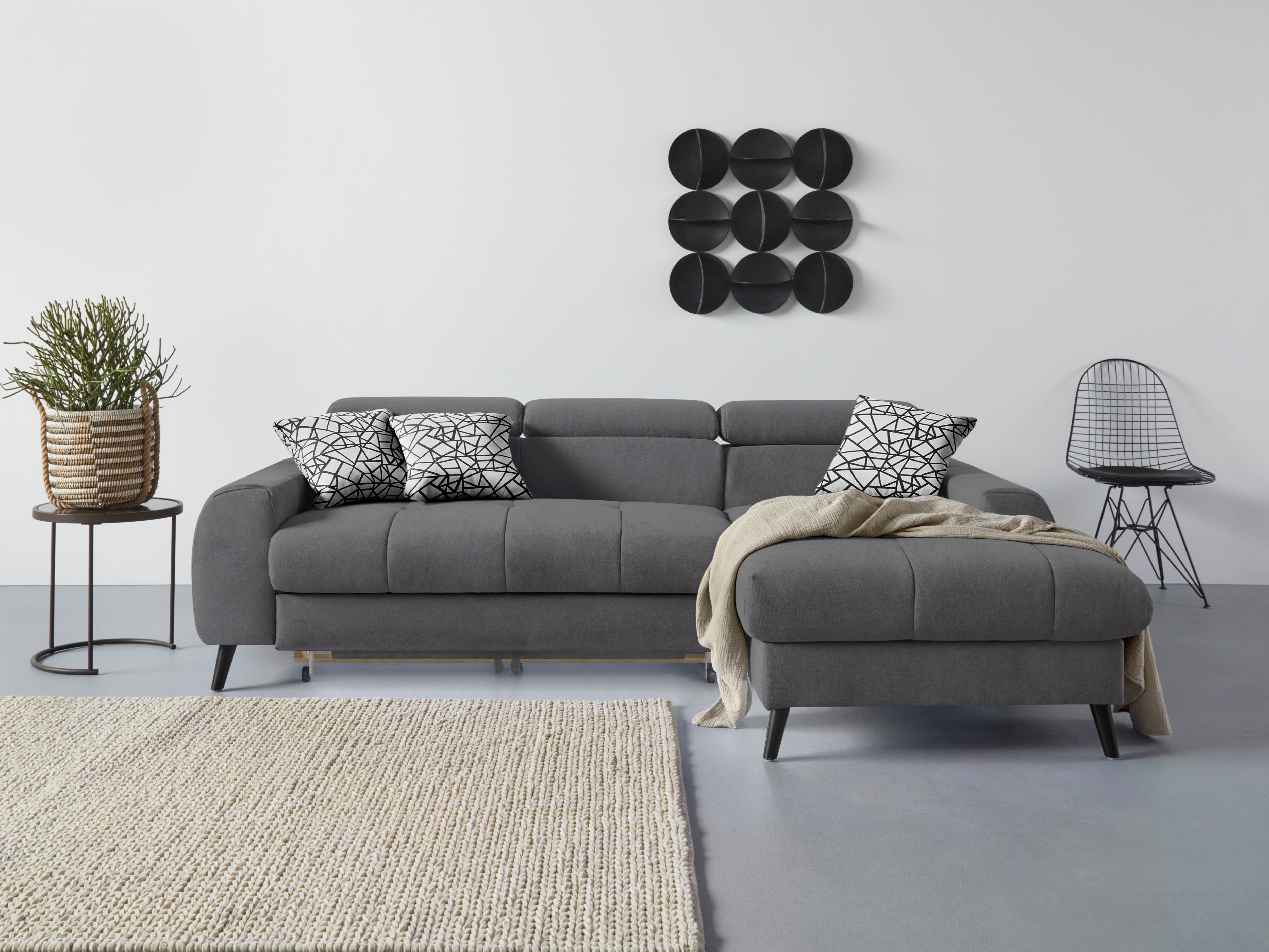 COTTA Ecksofa "Mia L-Form mit 3 Zierkissen", wahlweise mit Bettfunktion, Be günstig online kaufen