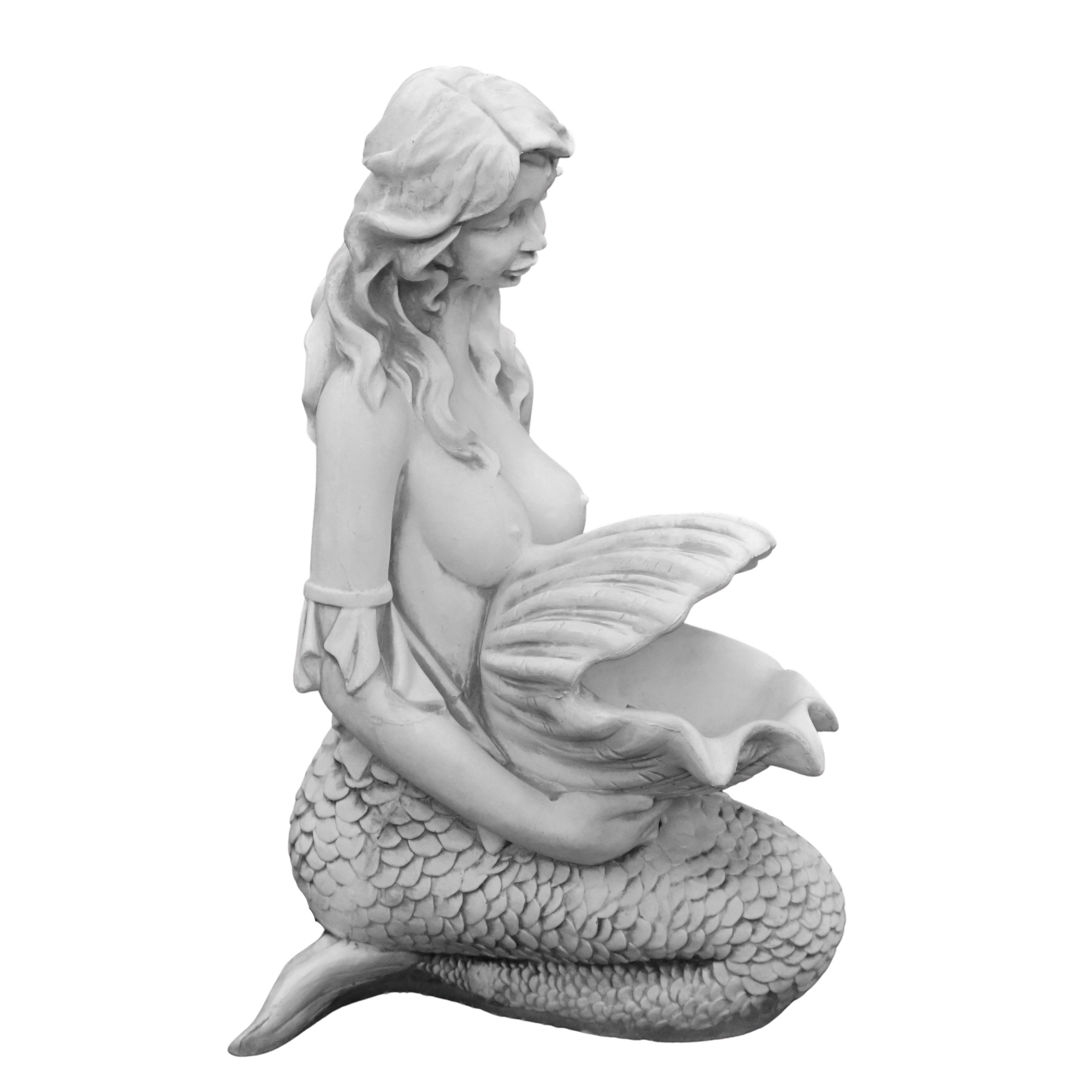 gartendekoparadies.de Gartenfigur Statue Meerjungfrau mit Wasserspeier, Steinfigur, H. 75 cm, 73 kg, Frostsicher