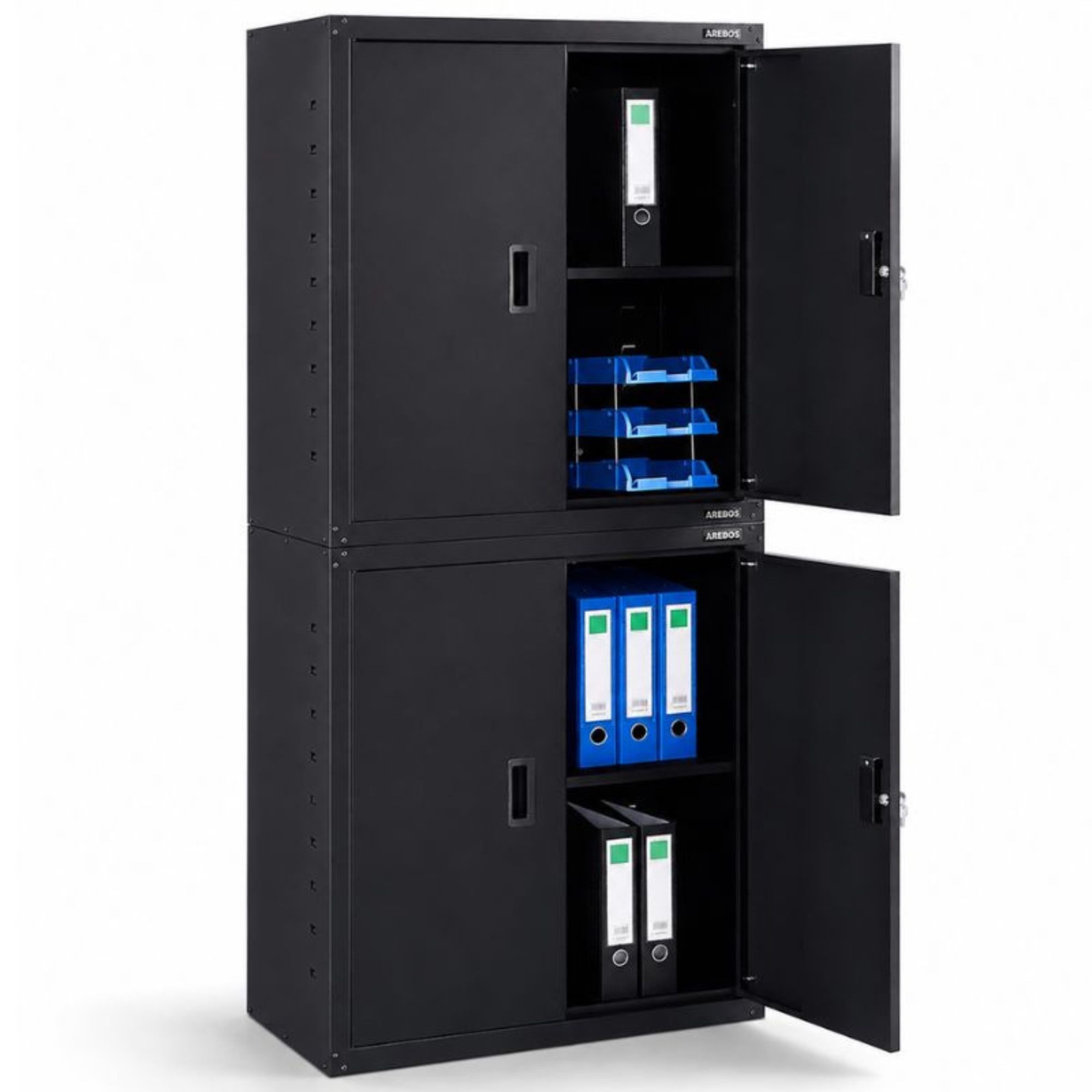 Arebos Aktenschrank Büroschrank Materialschrank Stahlschrank 180 x 90 x 40 cm (2er) Zylinderschloss mit Schlüssel