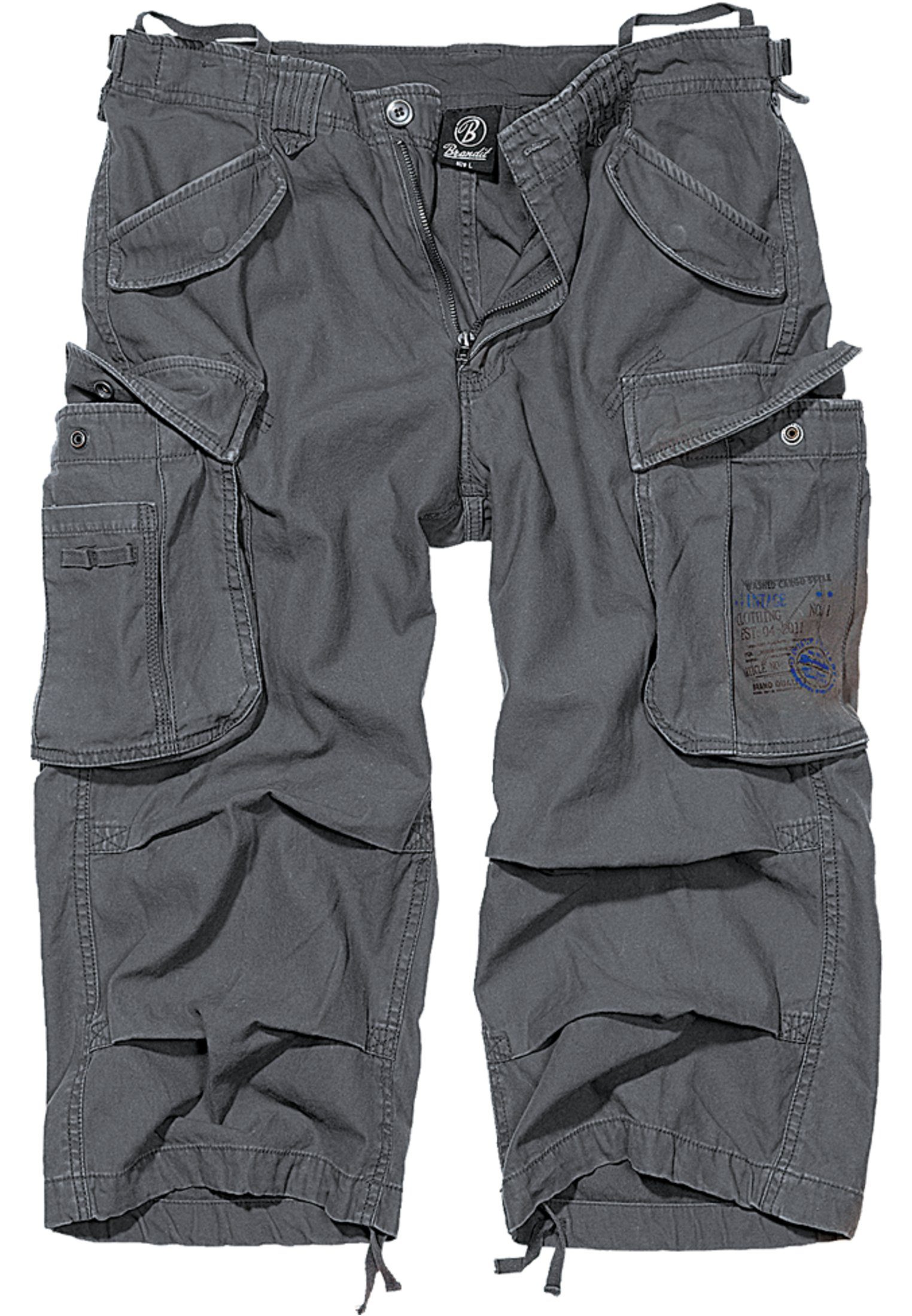 charcoal Industry (1-tlg) Stoffhose Vintage Brandit Shorts Herren 3/4 Cargo