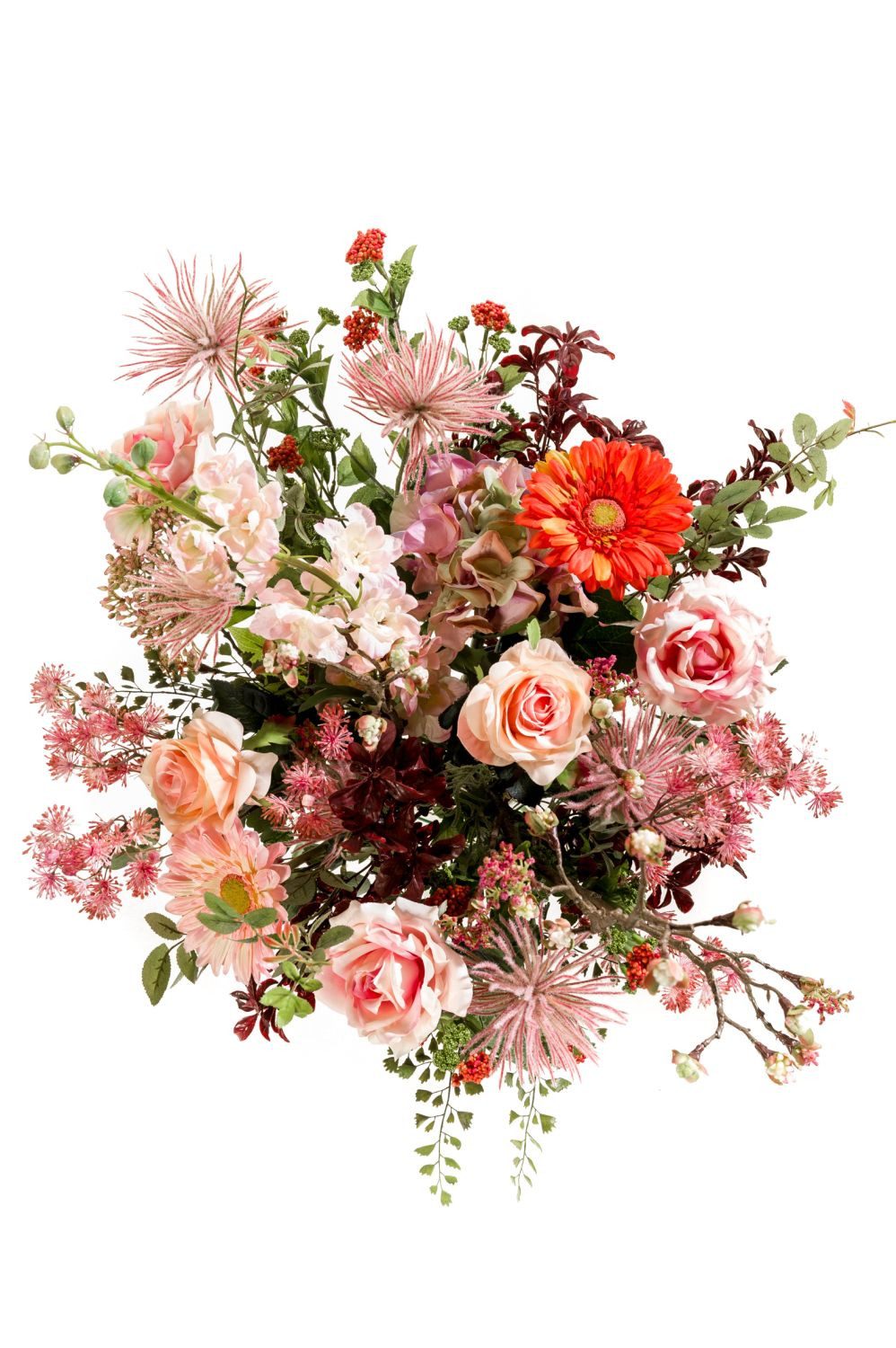 Kunstblumenstrauß Kunst Blumenstrauß Feme, rosa-grün, 65cm, Ø 40cm, artplants, Höhe 65.0 cm
