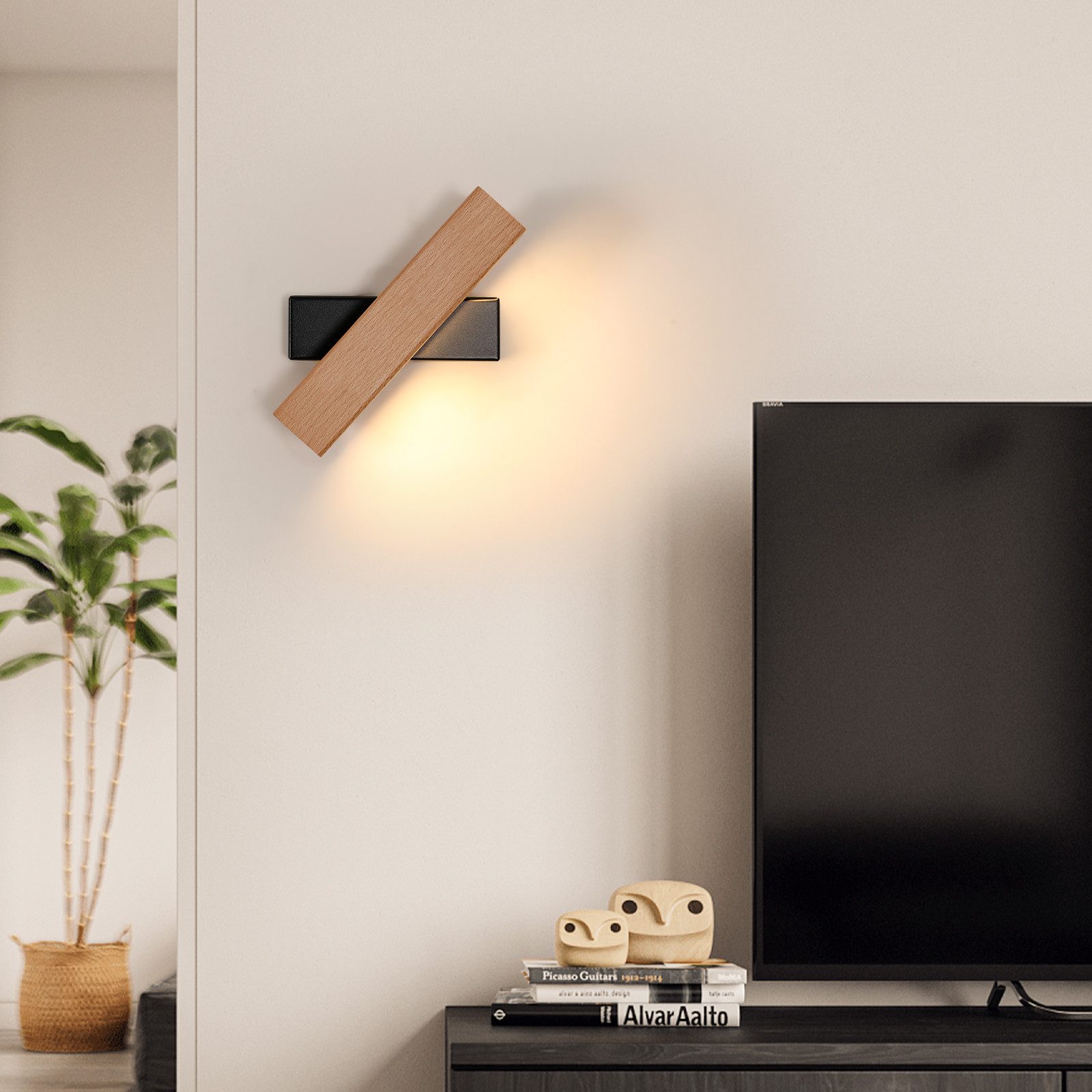 Goeco LED Wandleuchte Massivholz 360° drehbar, günstig online kaufen
