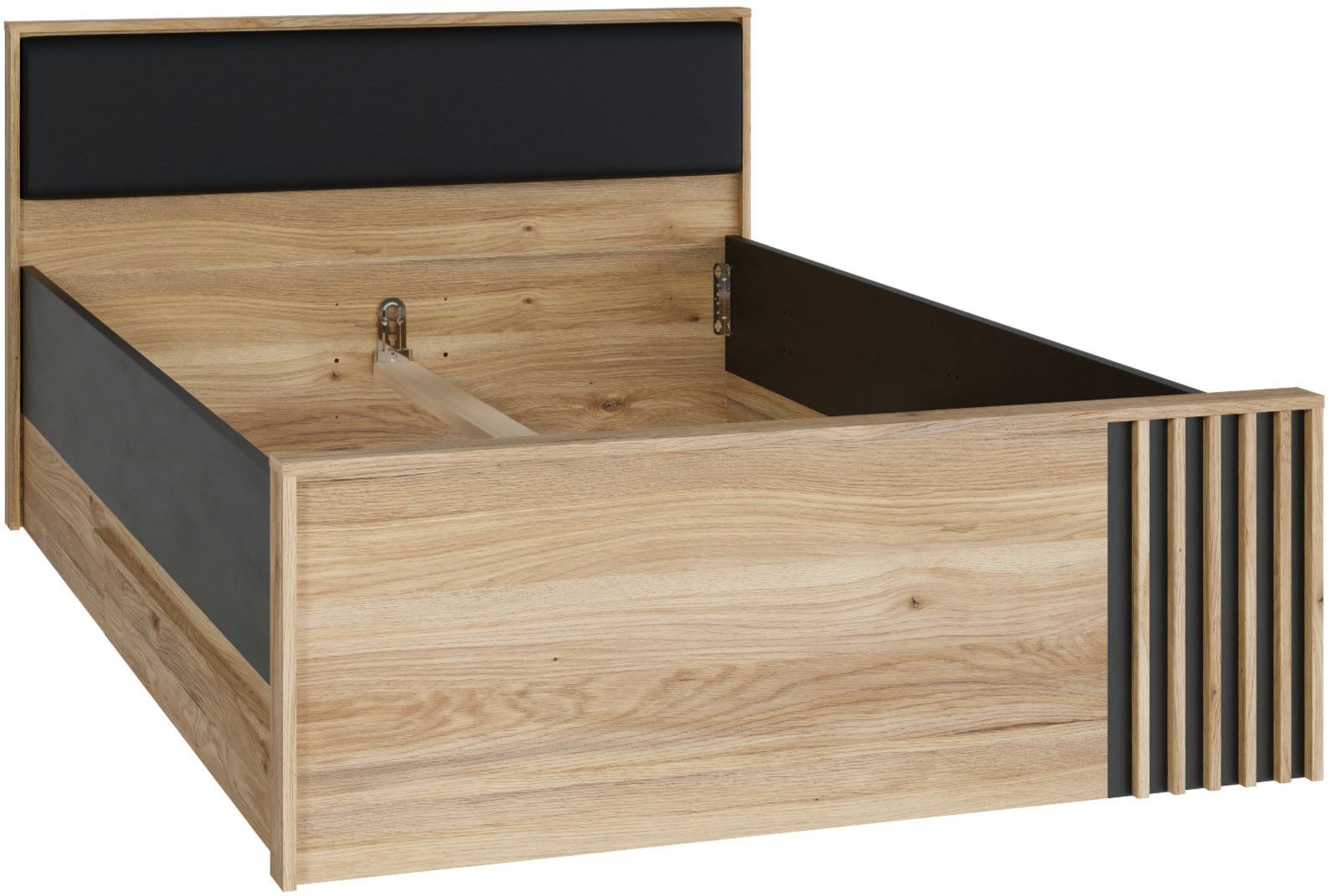 FORTE Bett Bett mit Stauraum 2 SK, Kopfteil gepolstert, B/H/T 130/84/213 cm, in 2 Farben erhältlich
