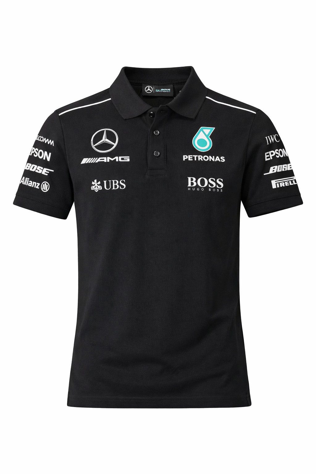 Mercedes AMG Petronas Poloshirt MAMGP RP Mens schwarz 100% Baumwolle mit 3D Hologramm Siegel Gr. XS aus Baumwolle mit lizenziertem Print mit Lizennummer